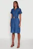 Denim Button Front Midi Shirt Dress sold by Rainbow