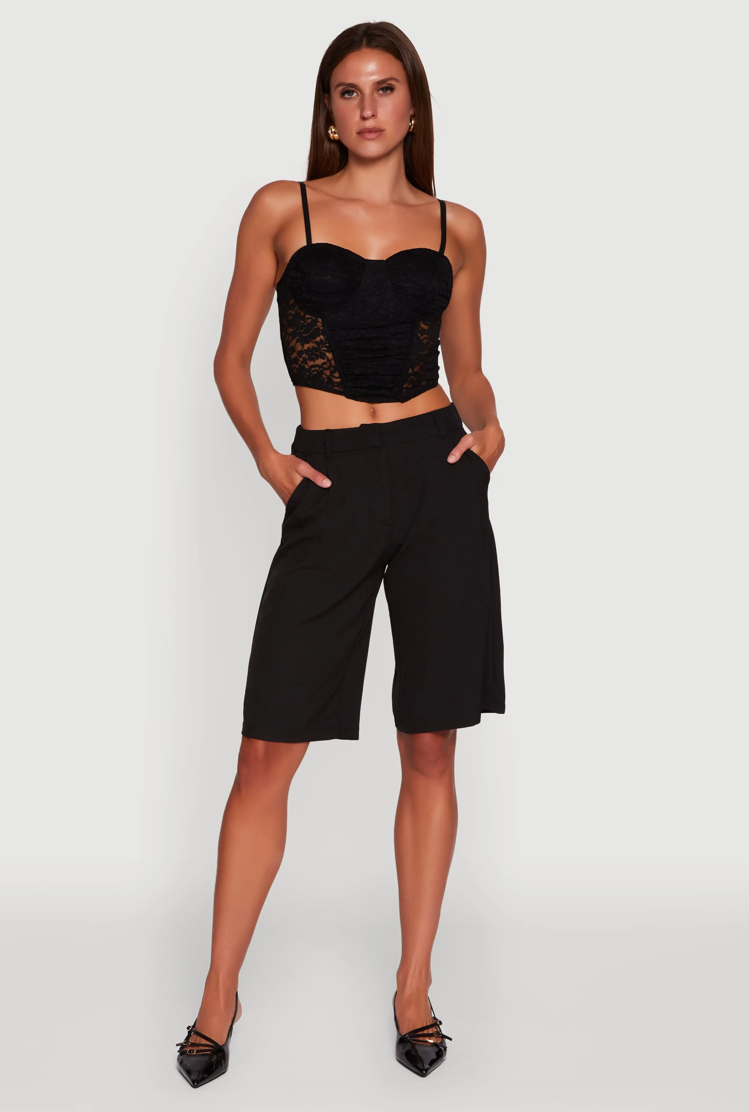 Floral Lace Cropped Sweetheart Bustier Top sold by Rainbow