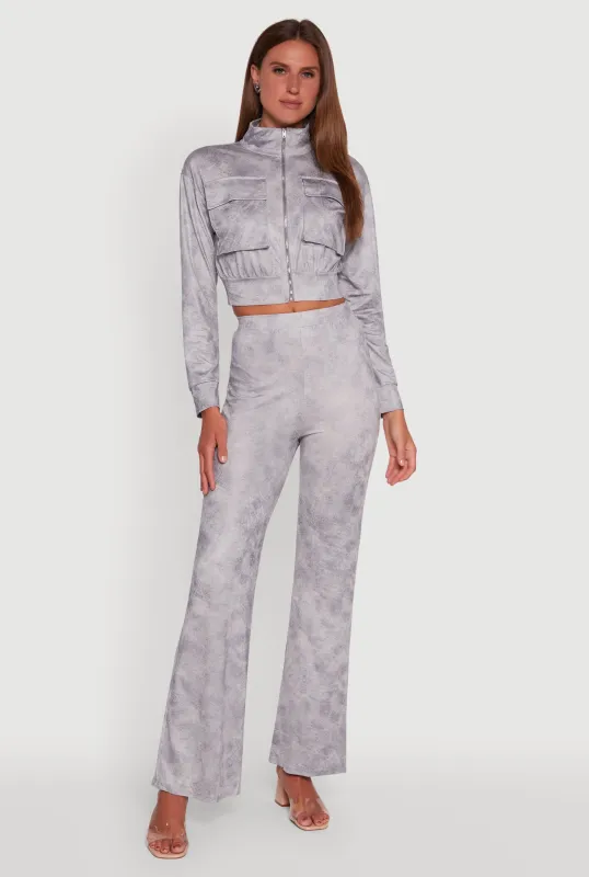 Acid Wash Flared High Waisted Pants sold by Rainbow