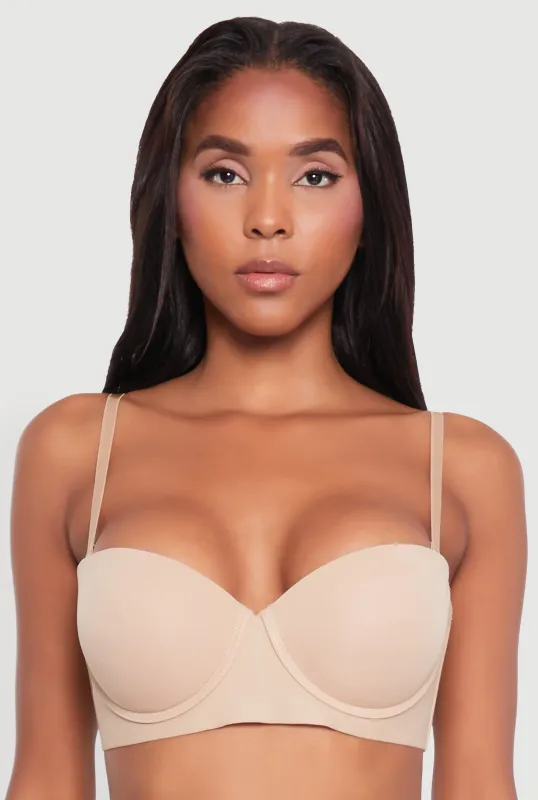 Solid Convertible Padded Push Up Balconette Bra sold by Rainbow