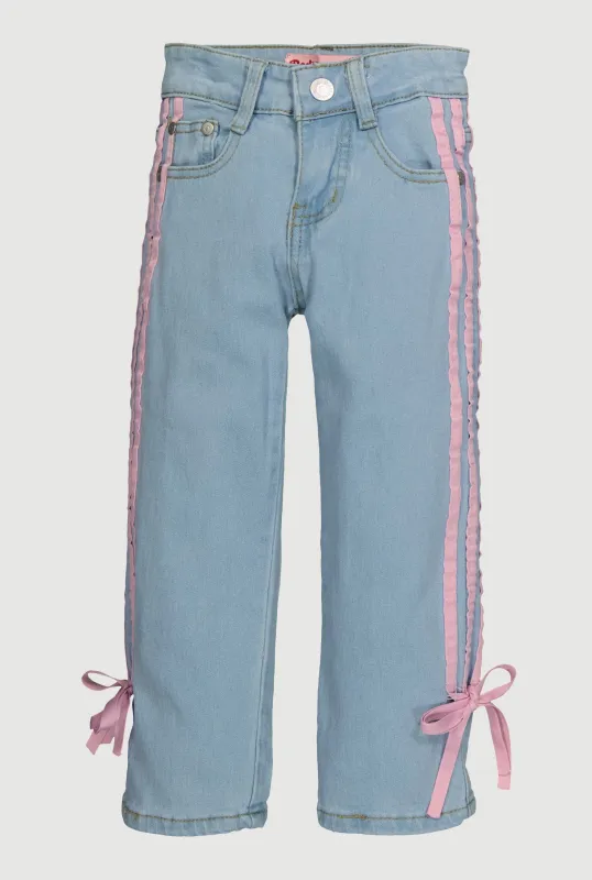Little Girls Striped Side Tie Straight-Leg Jeans sold by Rainbow