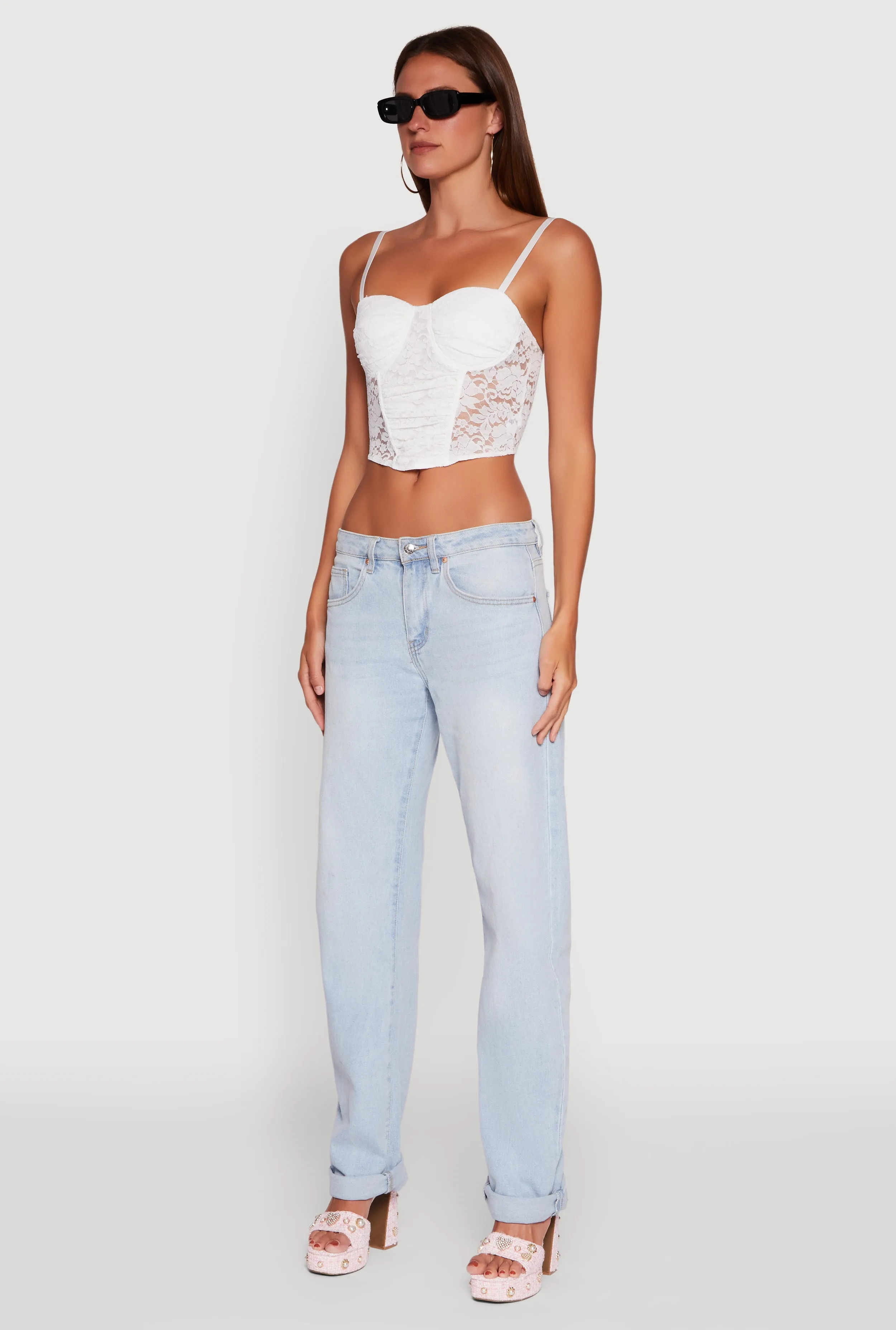 Floral Lace Cropped Sweetheart Bustier Top sold by Rainbow product image thumbnail 5