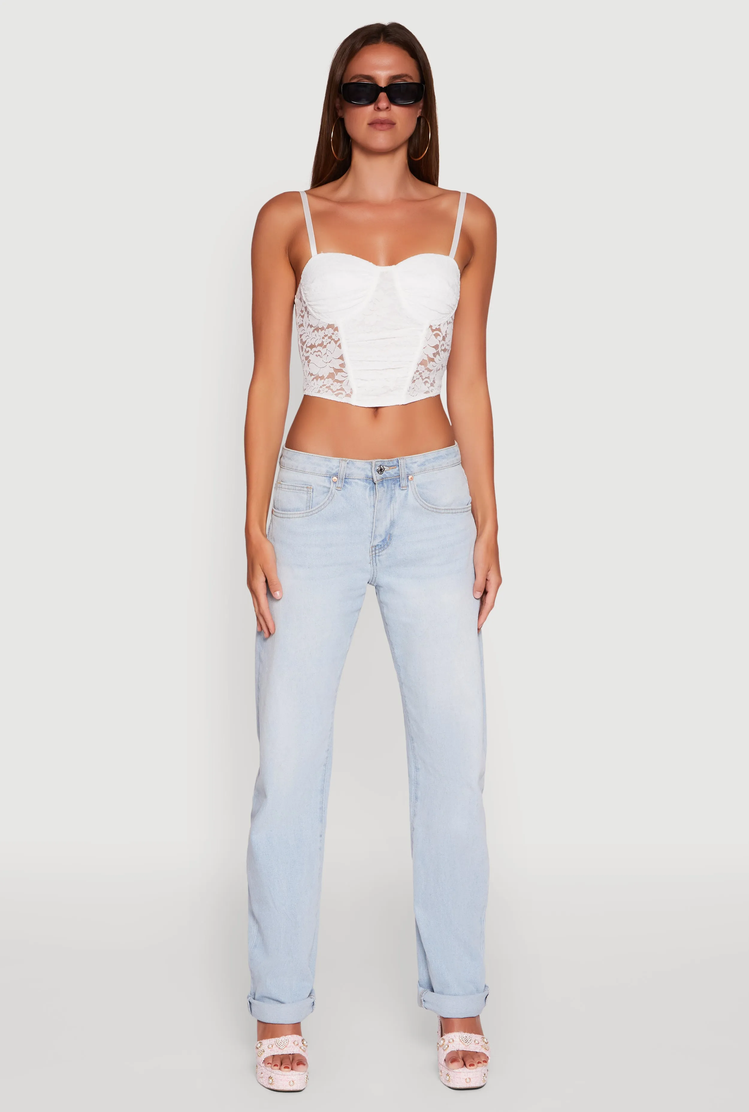 Floral Lace Cropped Sweetheart Bustier Top sold by Rainbow product image thumbnail 3