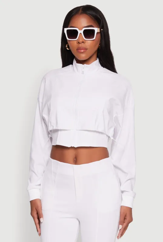 Trendy Lined Mock Neck Zip Front Crop Top sold by Rainbow