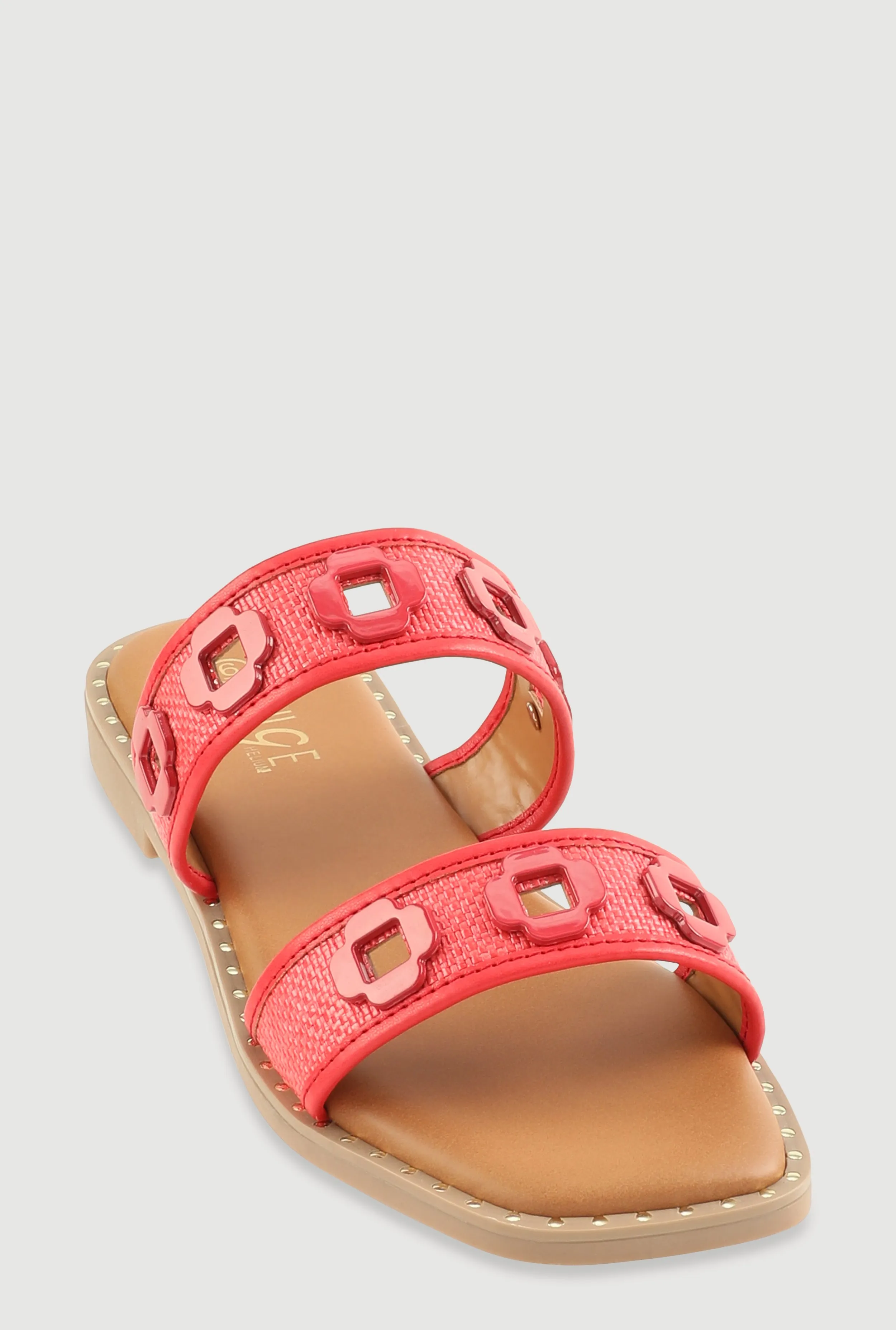 Metallic Floral Cut Out Detail Slide Sandals sold by Rainbow