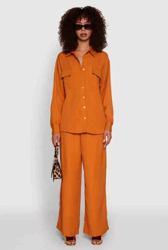 Iris Shadow Stripe Textured Knit Wide Leg Pants sold by Rainbow