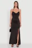 Haute Monde Side Slit Lace Up Back Maxi Dress sold by Rainbow