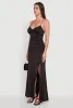 Haute Monde Side Slit Lace Up Back Maxi Dress sold by Rainbow