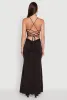 Haute Monde Side Slit Lace Up Back Maxi Dress sold by Rainbow
