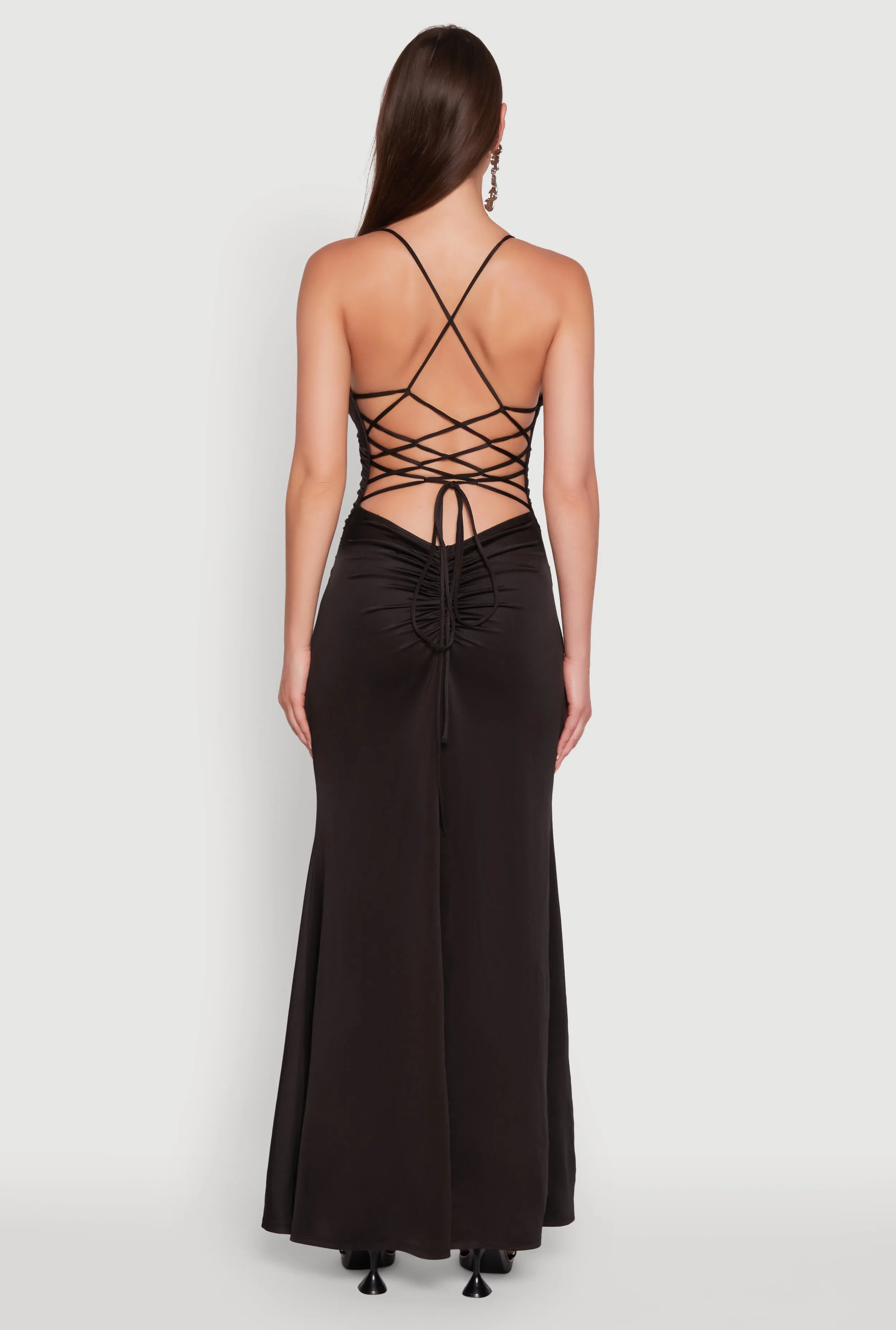 Haute Monde Side Slit Lace Up Back Maxi Dress sold by Rainbow product image thumbnail 5
