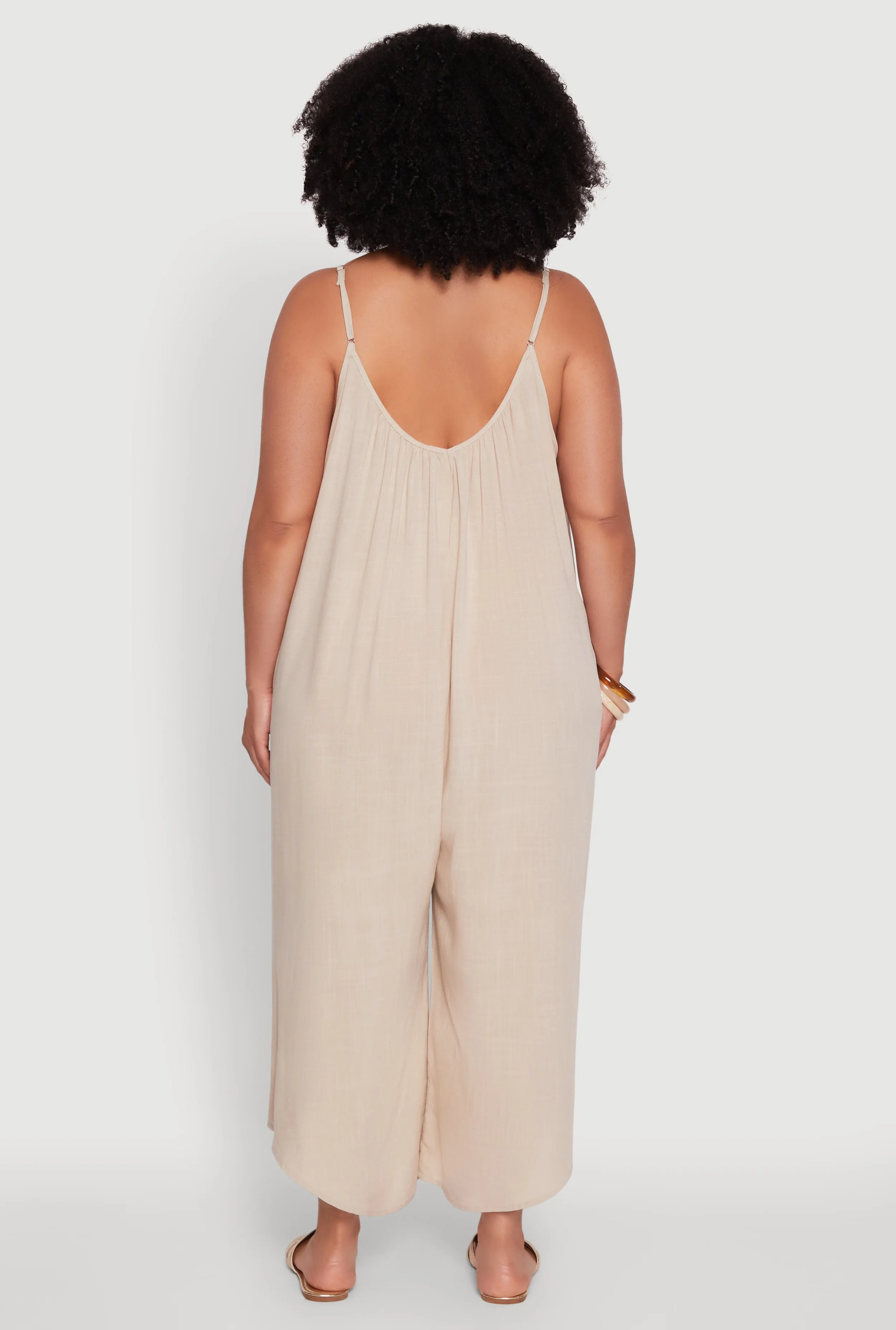 Plus Size V-Neck Wide Leg Jumpsuit sold by Rainbow product image thumbnail 5