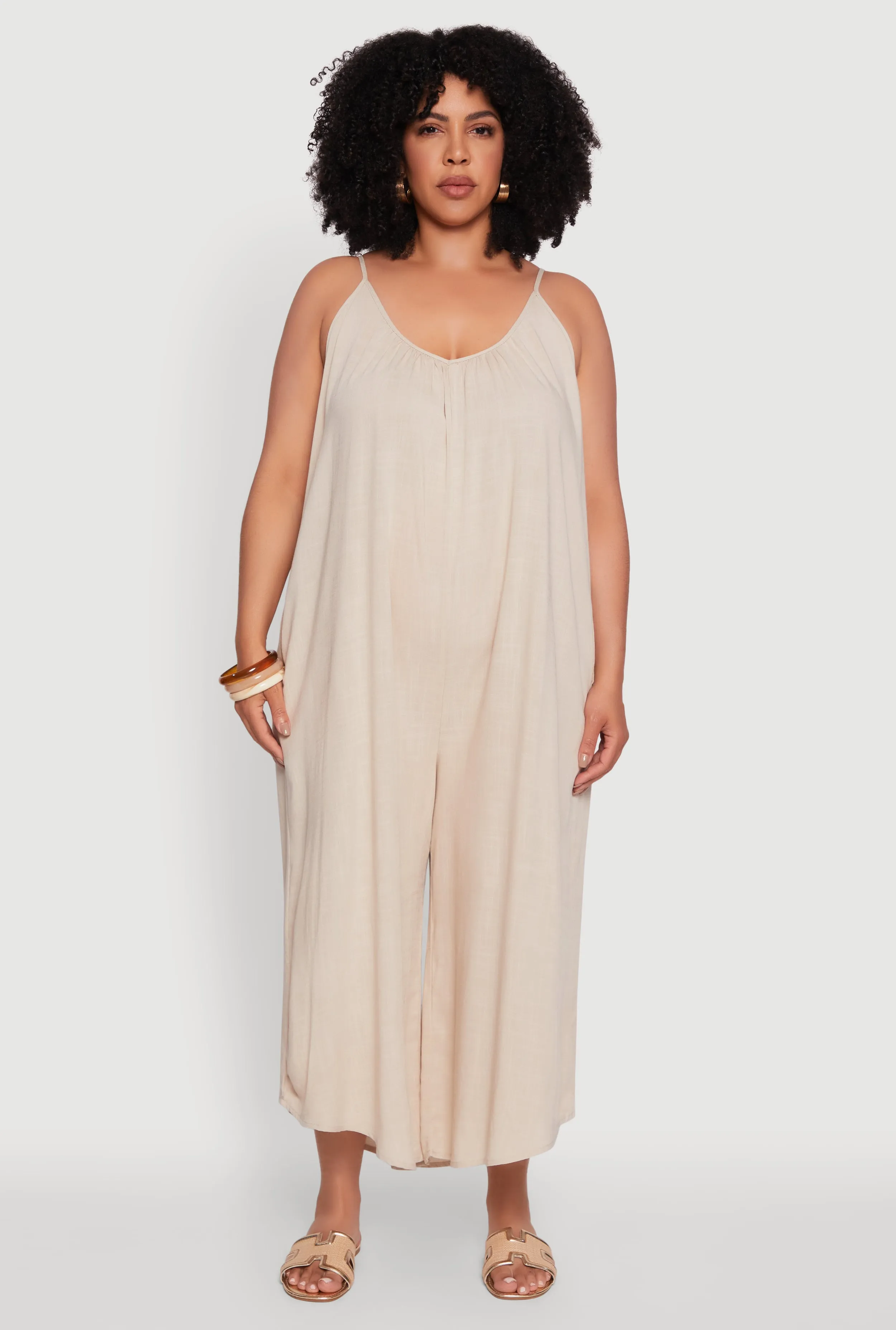 Plus Size V-Neck Wide Leg Jumpsuit sold by Rainbow product image thumbnail 2