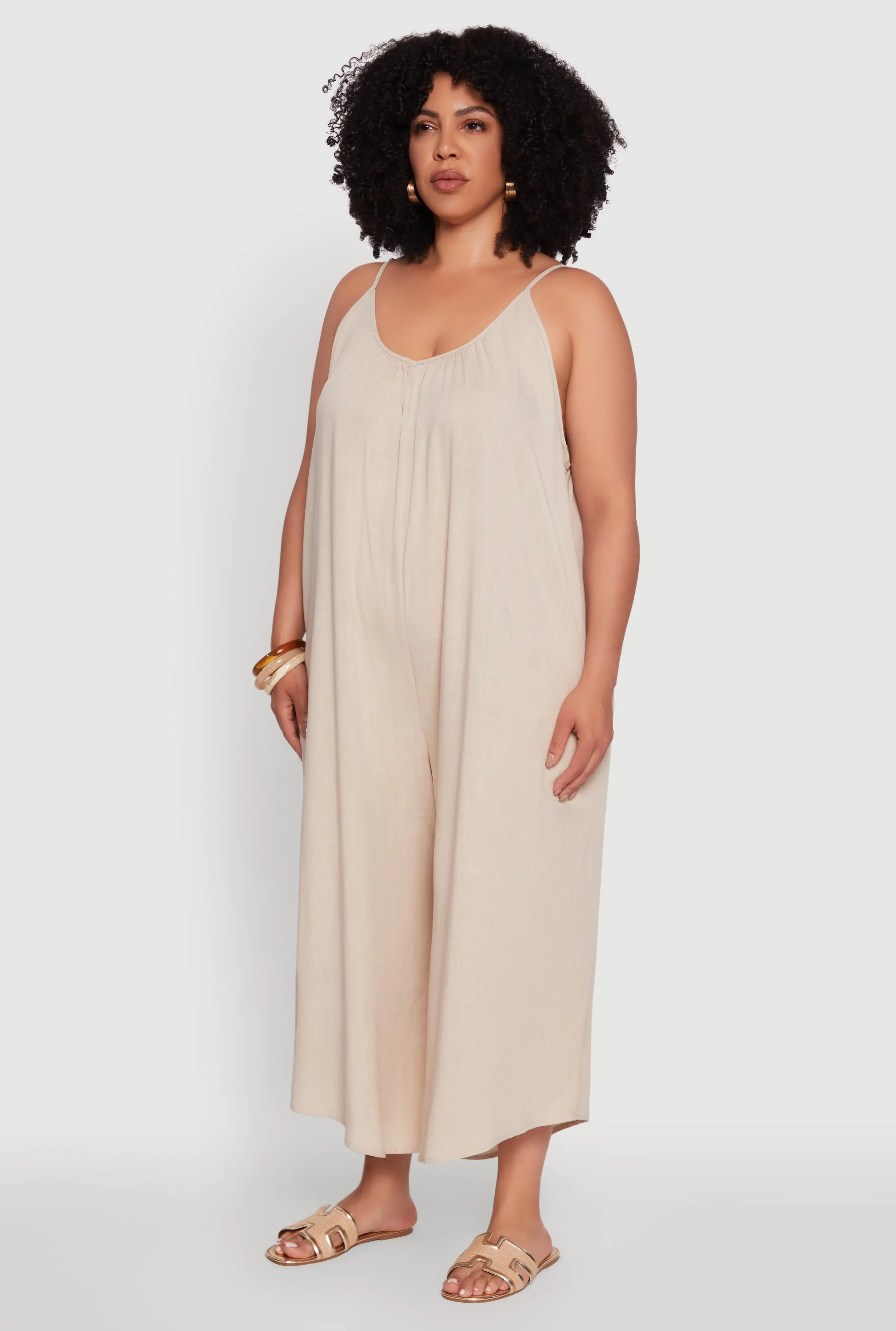 Plus Size V-Neck Wide Leg Jumpsuit sold by Rainbow product image thumbnail 3