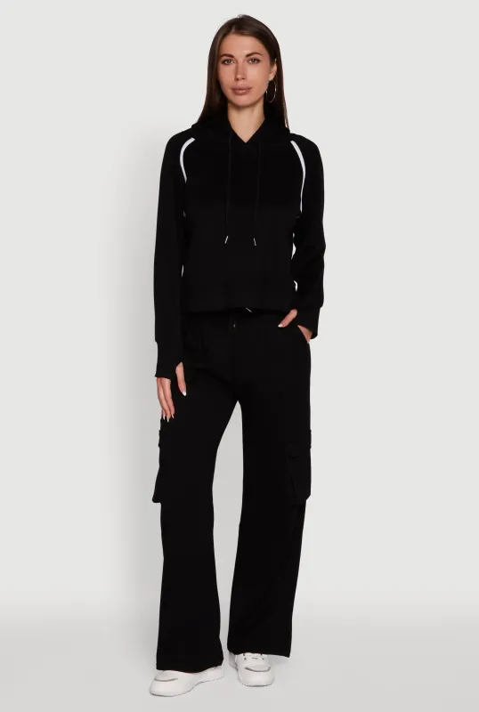 Mid Rise Drawstring Casual Wide Leg Cargo Pants sold by Rainbow