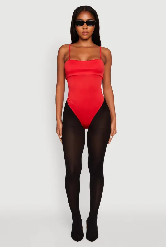 Fold Over Spaghetti Strap Bodysuit sold by Rainbow