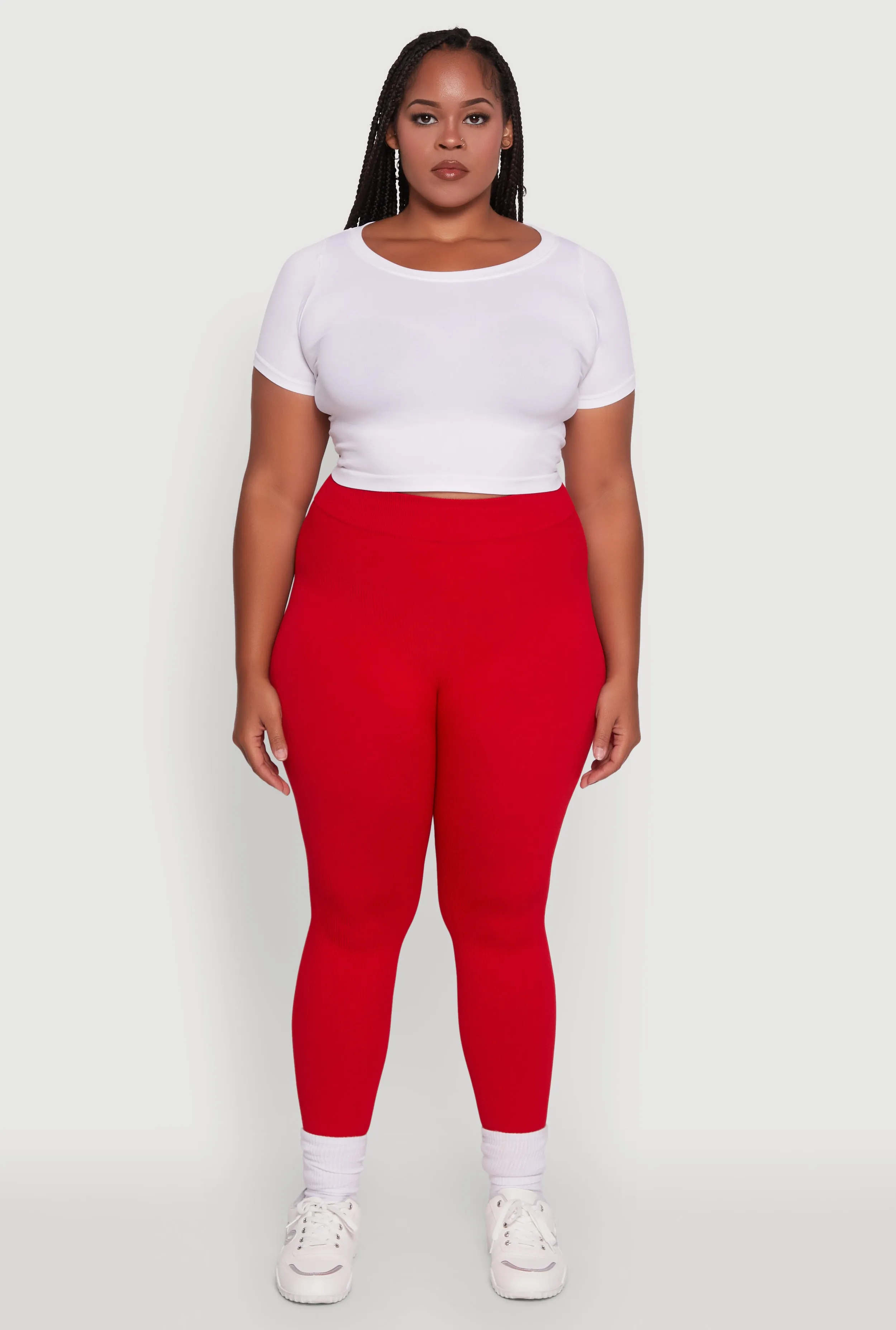 Plus Size Seamless Rib Knit Push Up High Waisted Leggings sold by Rainbow product image thumbnail 2