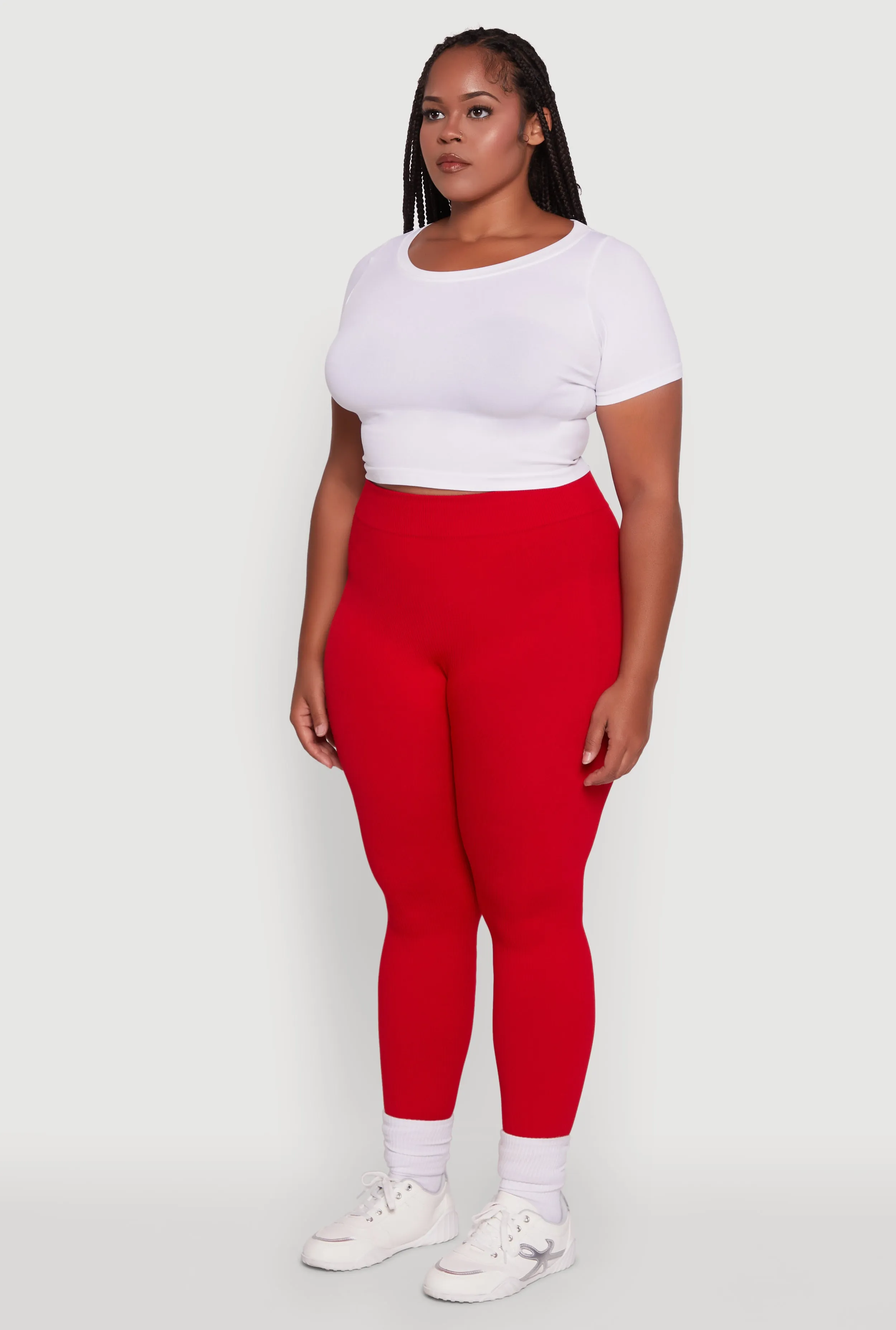 Plus Size Seamless Rib Knit Push Up High Waisted Leggings sold by Rainbow product image thumbnail 3