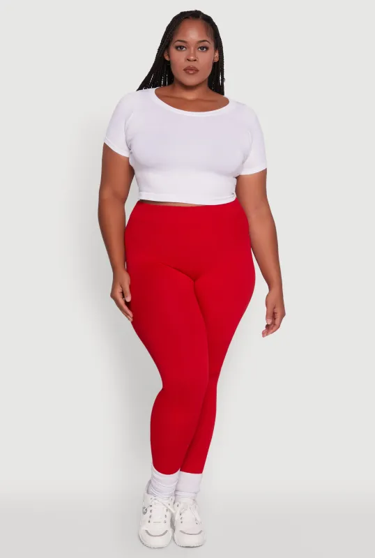 Plus Size Seamless Rib Knit Push Up High Waisted Leggings sold by Rainbow