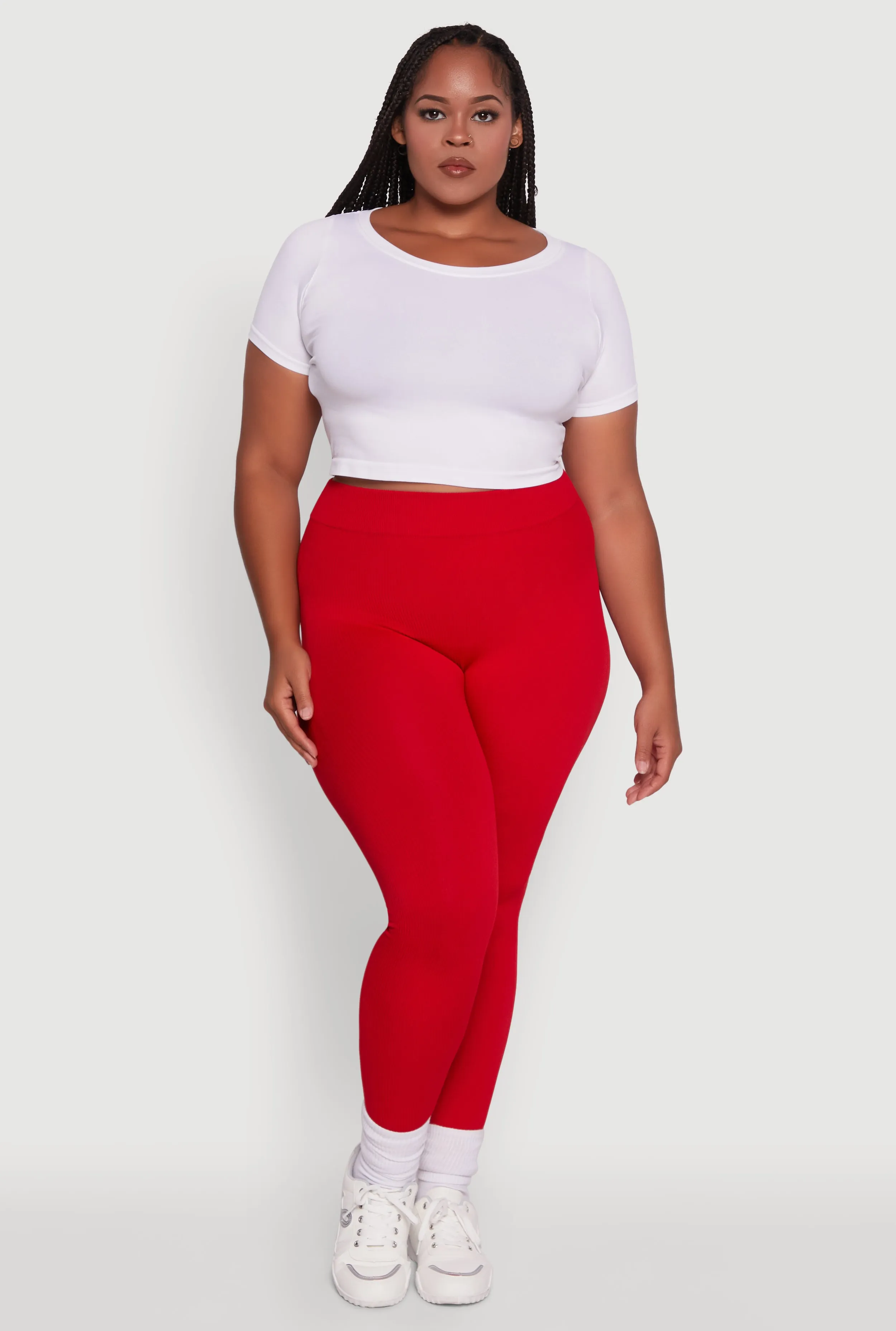 Plus Size Seamless Rib Knit Push Up High Waisted Leggings sold by Rainbow
