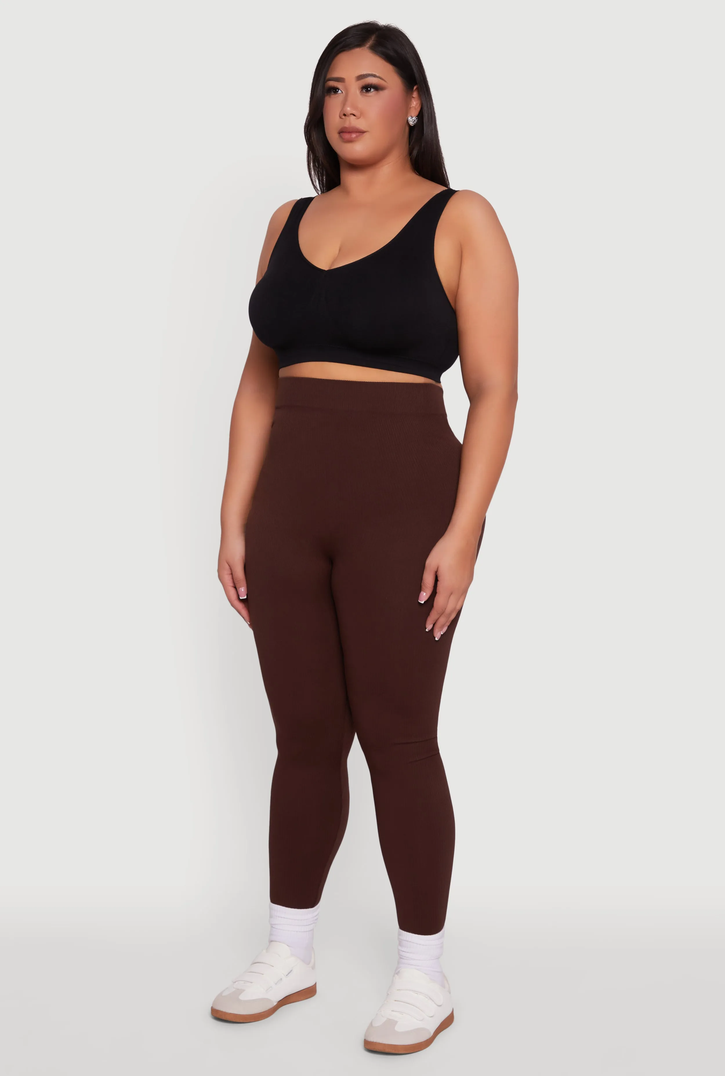 Plus Size Seamless Rib Knit Push Up High Waisted Leggings sold by Rainbow product image thumbnail 3