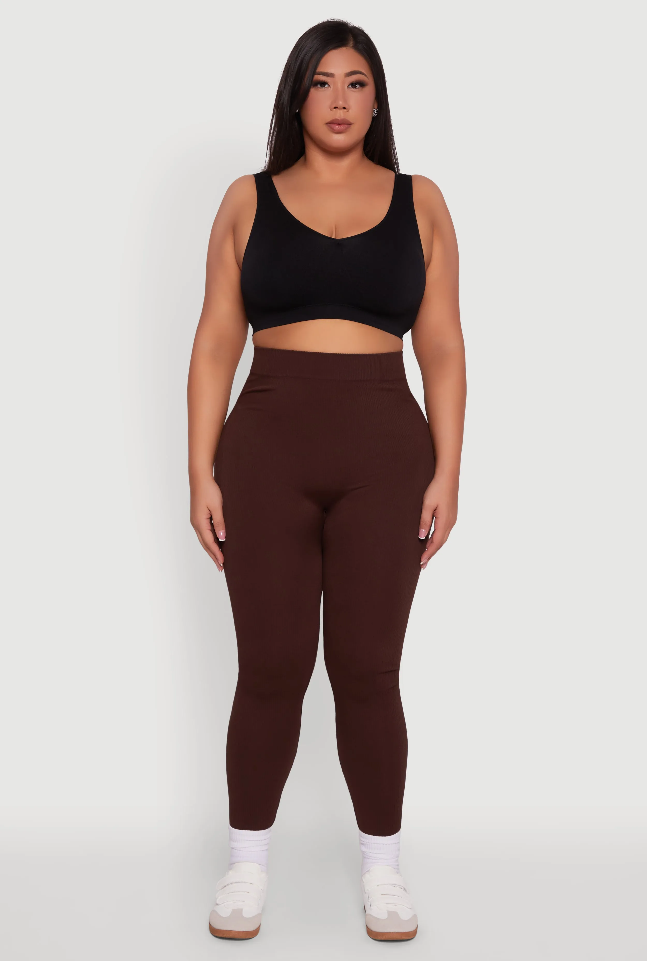 Plus Size Seamless Rib Knit Push Up High Waisted Leggings sold by Rainbow product image thumbnail 2