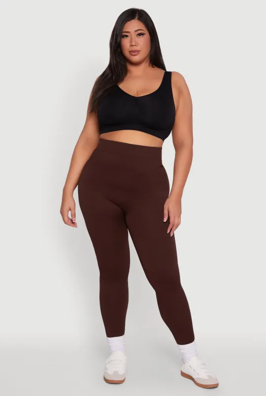 Plus Size Seamless Rib Knit Push Up High Waisted Leggings sold by Rainbow