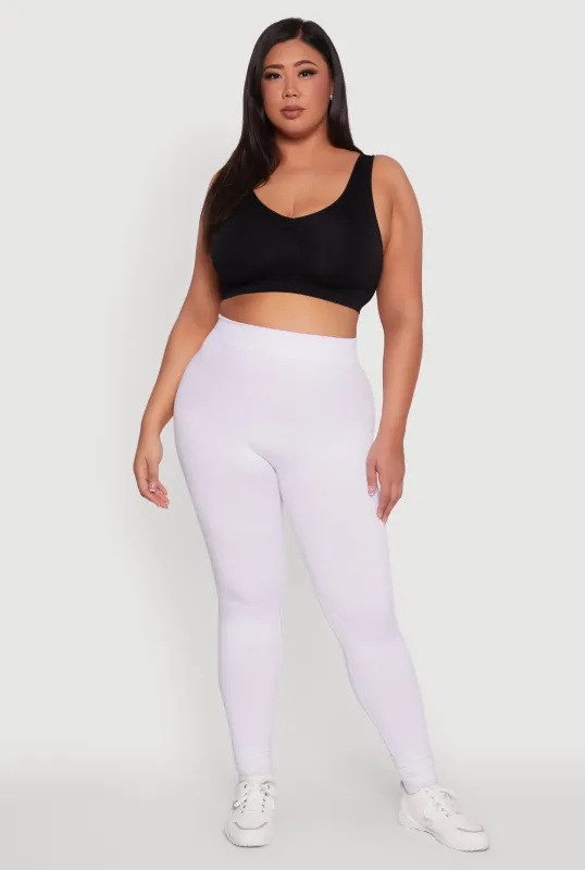 Plus Size Seamless Rib Knit Push Up High Waisted Leggings sold by Rainbow