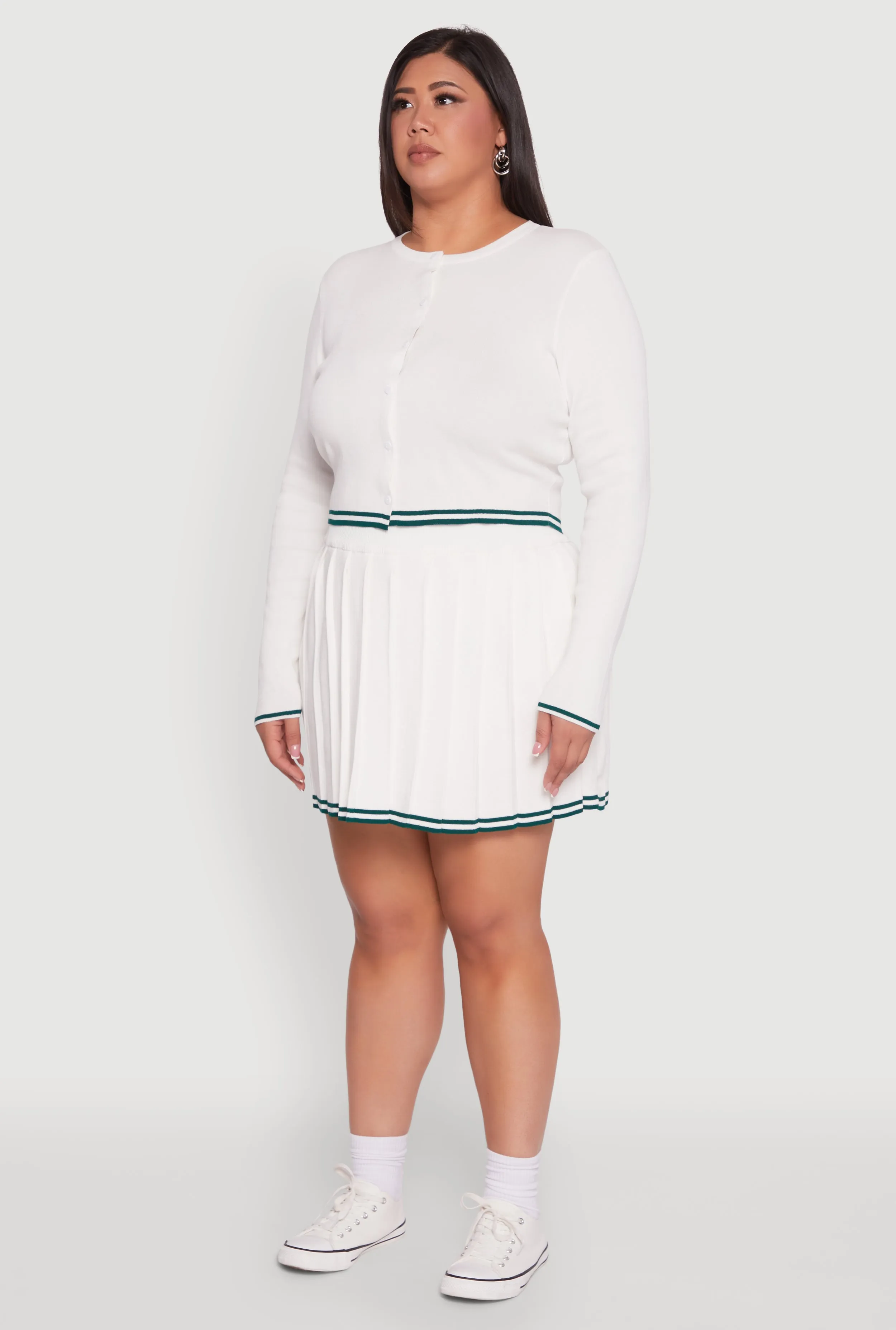 Plus Size Daisy Button Front Varsity Stripe Detail Cardigan sold by Rainbow product image thumbnail 5