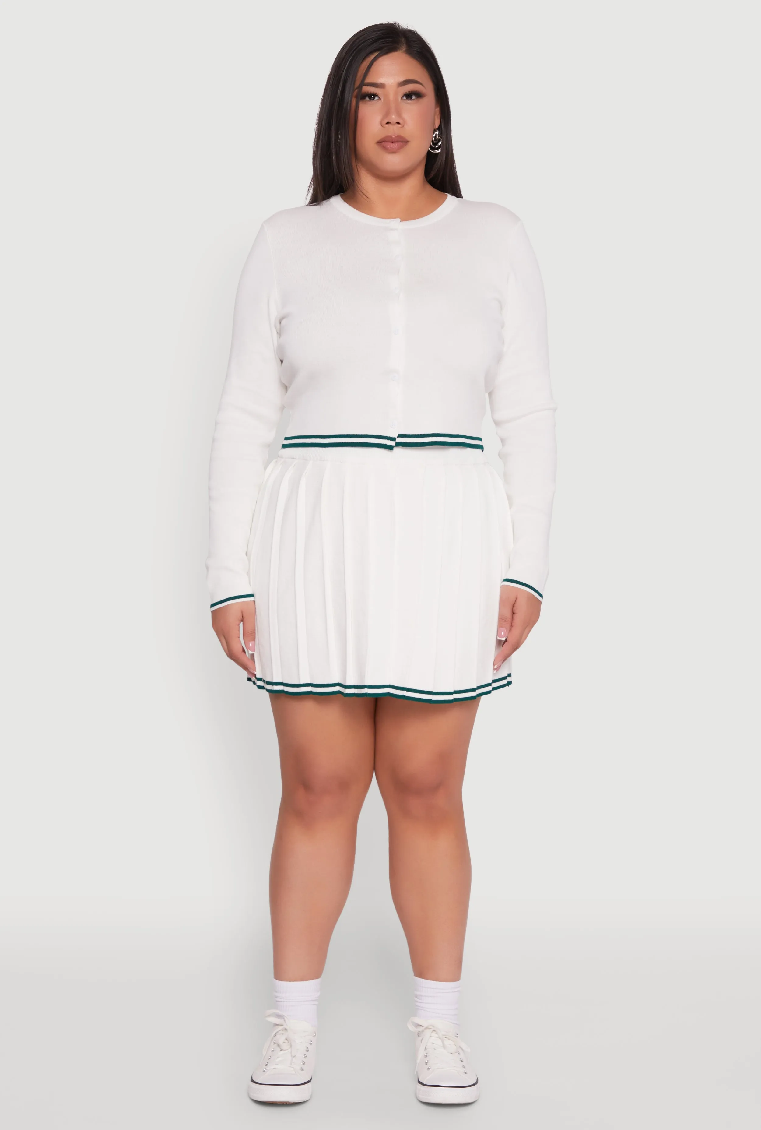 Plus Size Daisy Button Front Varsity Stripe Detail Cardigan sold by Rainbow product image thumbnail 3