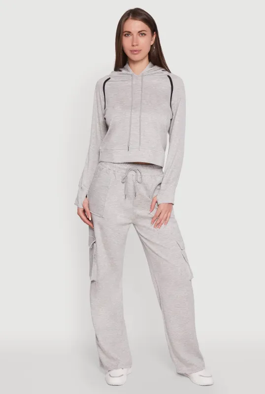 Mid Rise Drawstring Casual Wide Leg Cargo Pants sold by Rainbow
