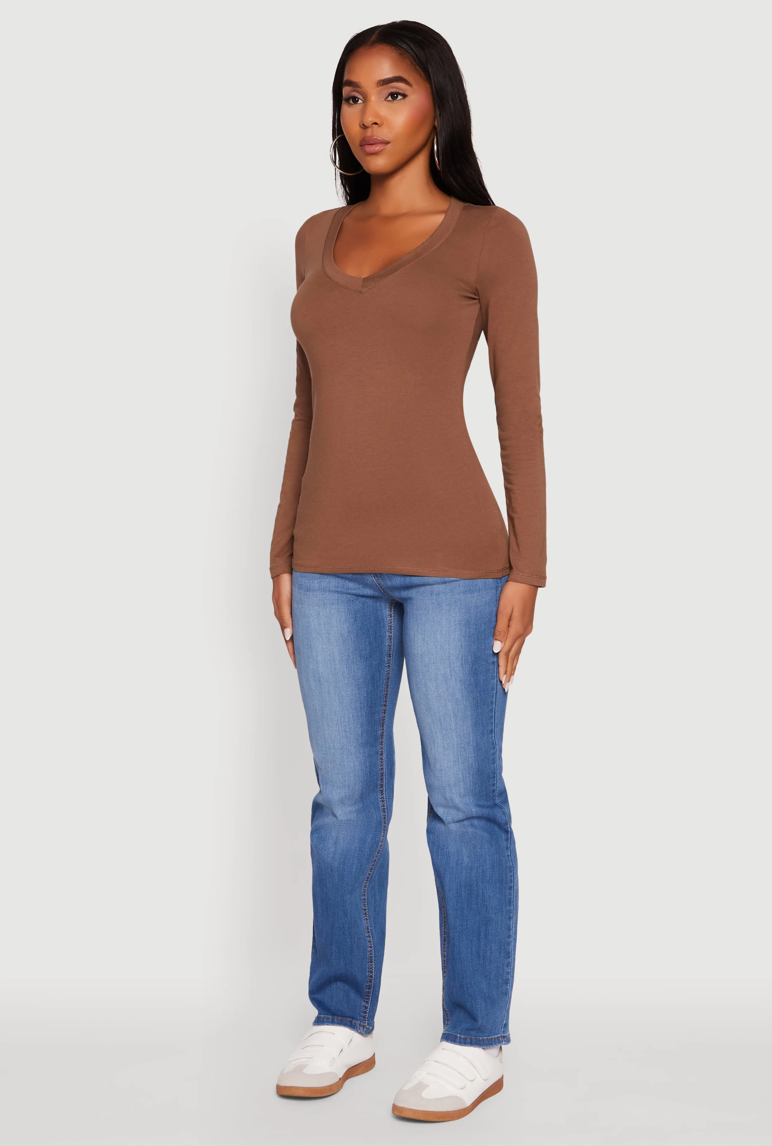 Basic Long Sleeve V Neck Tee sold by Rainbow product image thumbnail 5