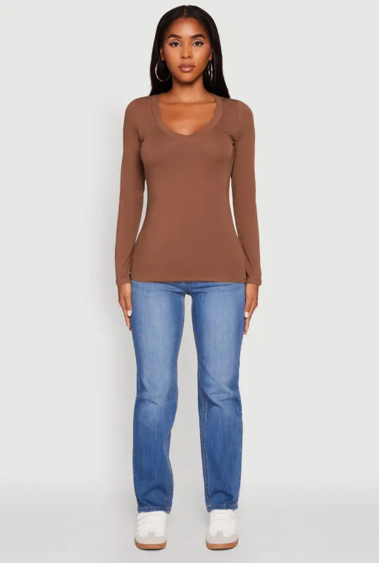 Basic Long Sleeve V Neck Tee sold by Rainbow