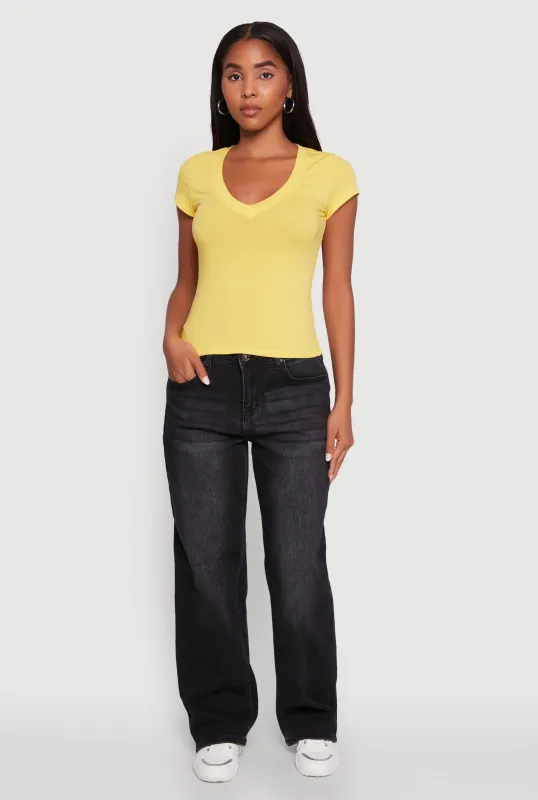 V Neck Short Sleeve Basic Tee sold by Rainbow