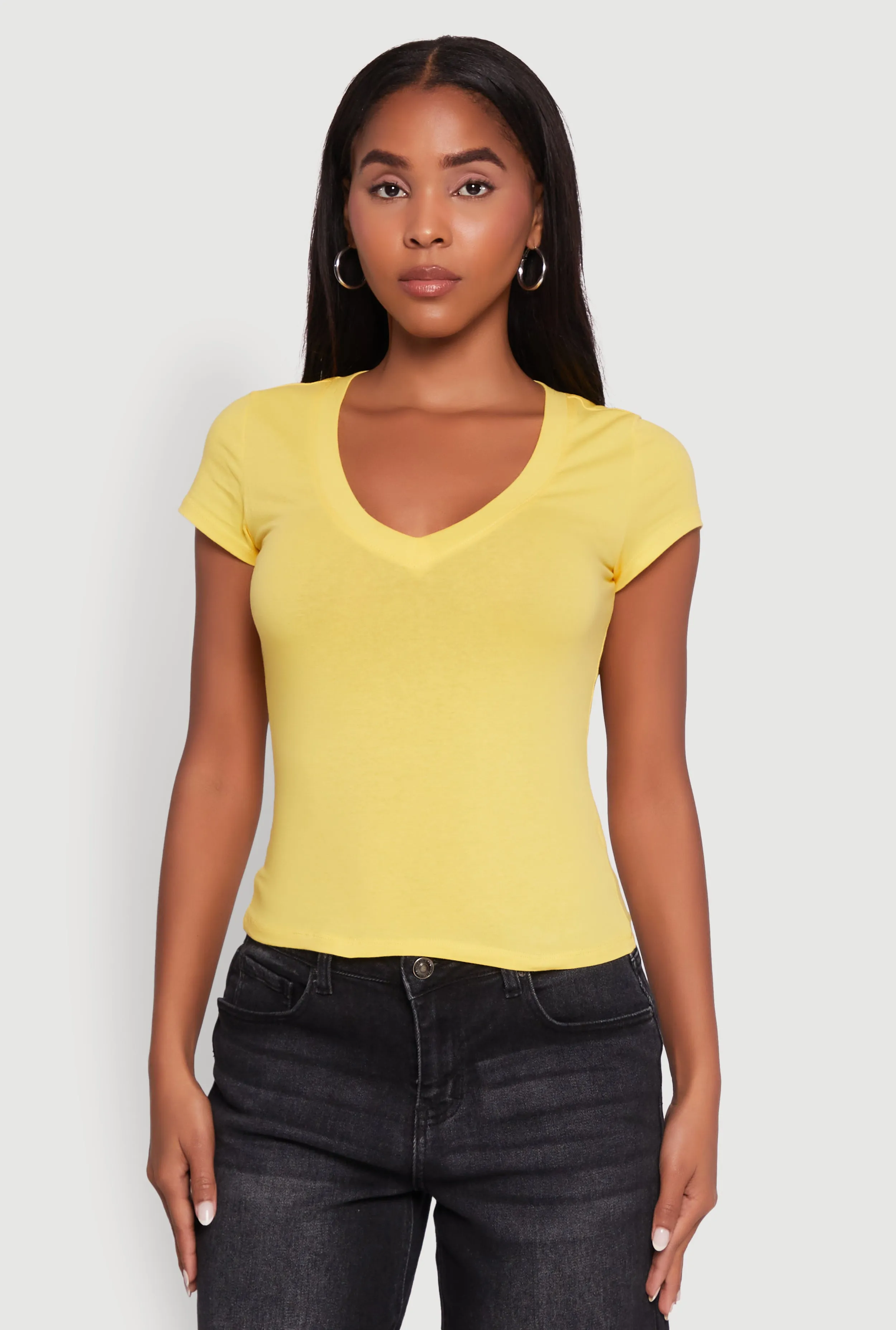 V Neck Short Sleeve Basic Tee sold by Rainbow product image thumbnail 2