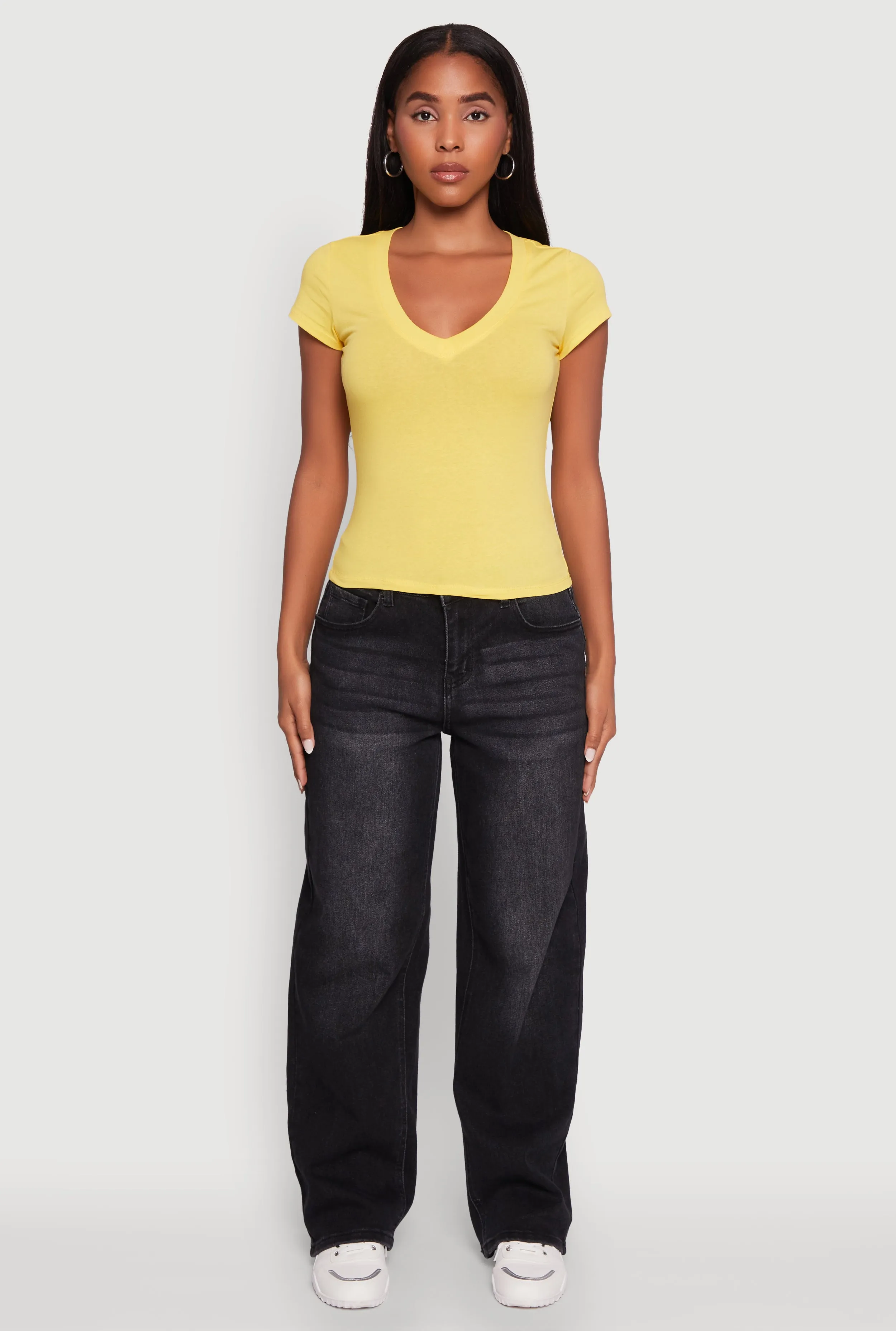 V Neck Short Sleeve Basic Tee sold by Rainbow product image thumbnail 3