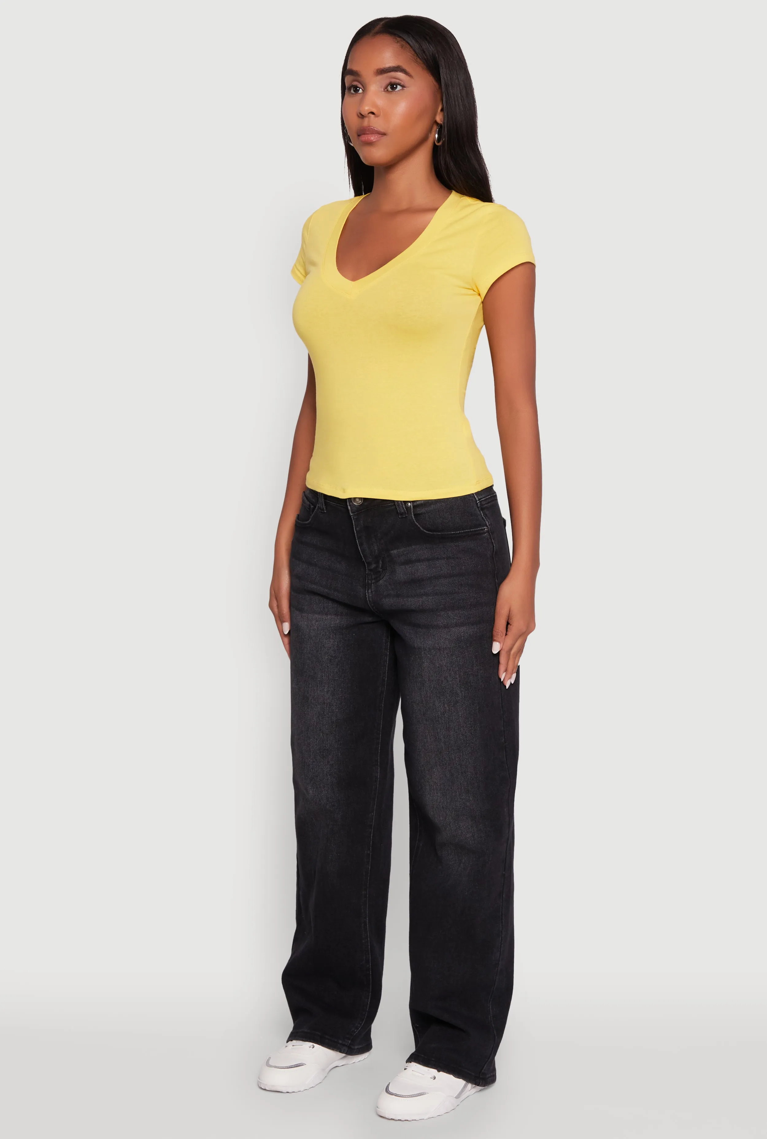 V Neck Short Sleeve Basic Tee sold by Rainbow product image thumbnail 5