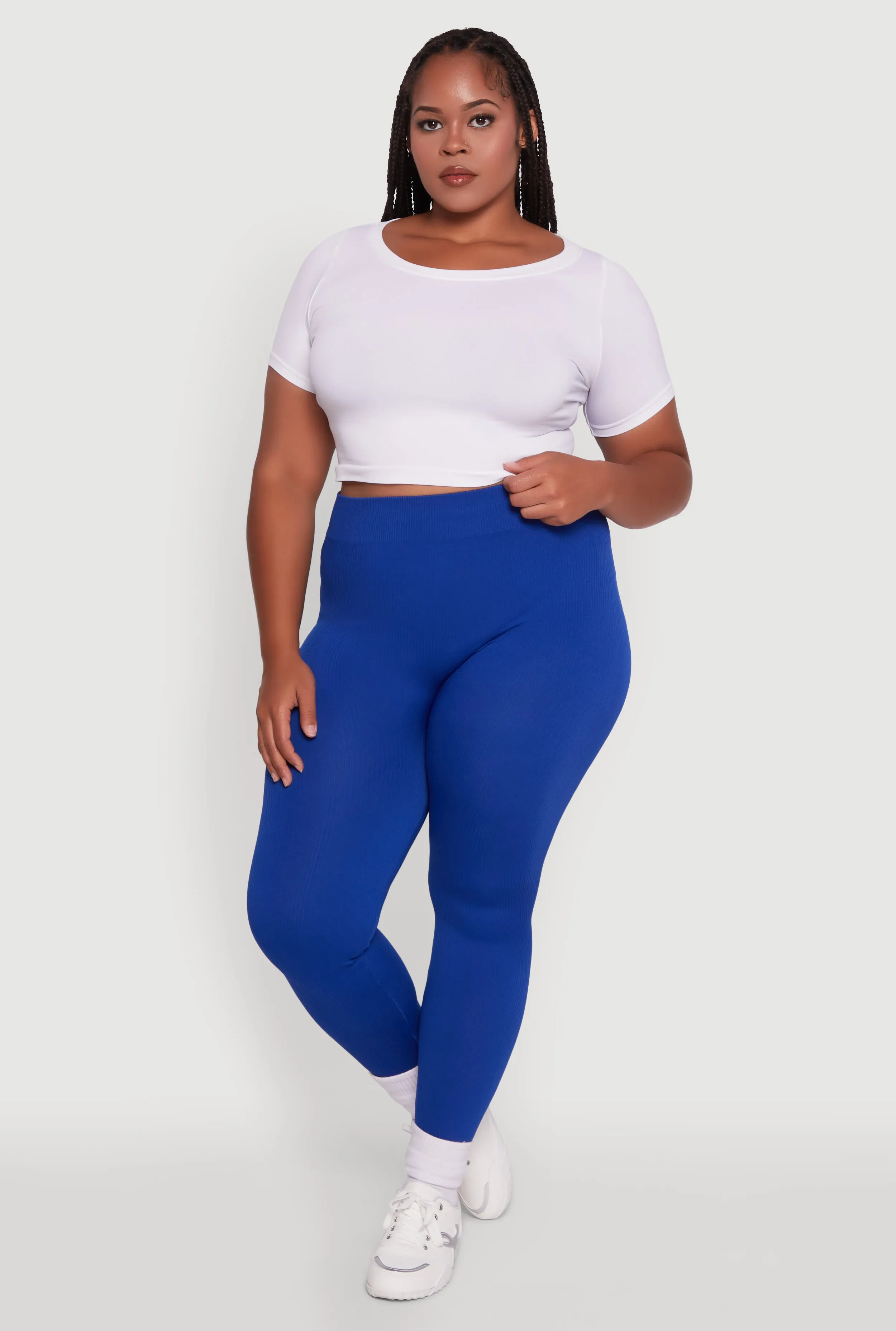 Plus Size Seamless Rib Knit Push Up High Waisted Leggings sold by Rainbow