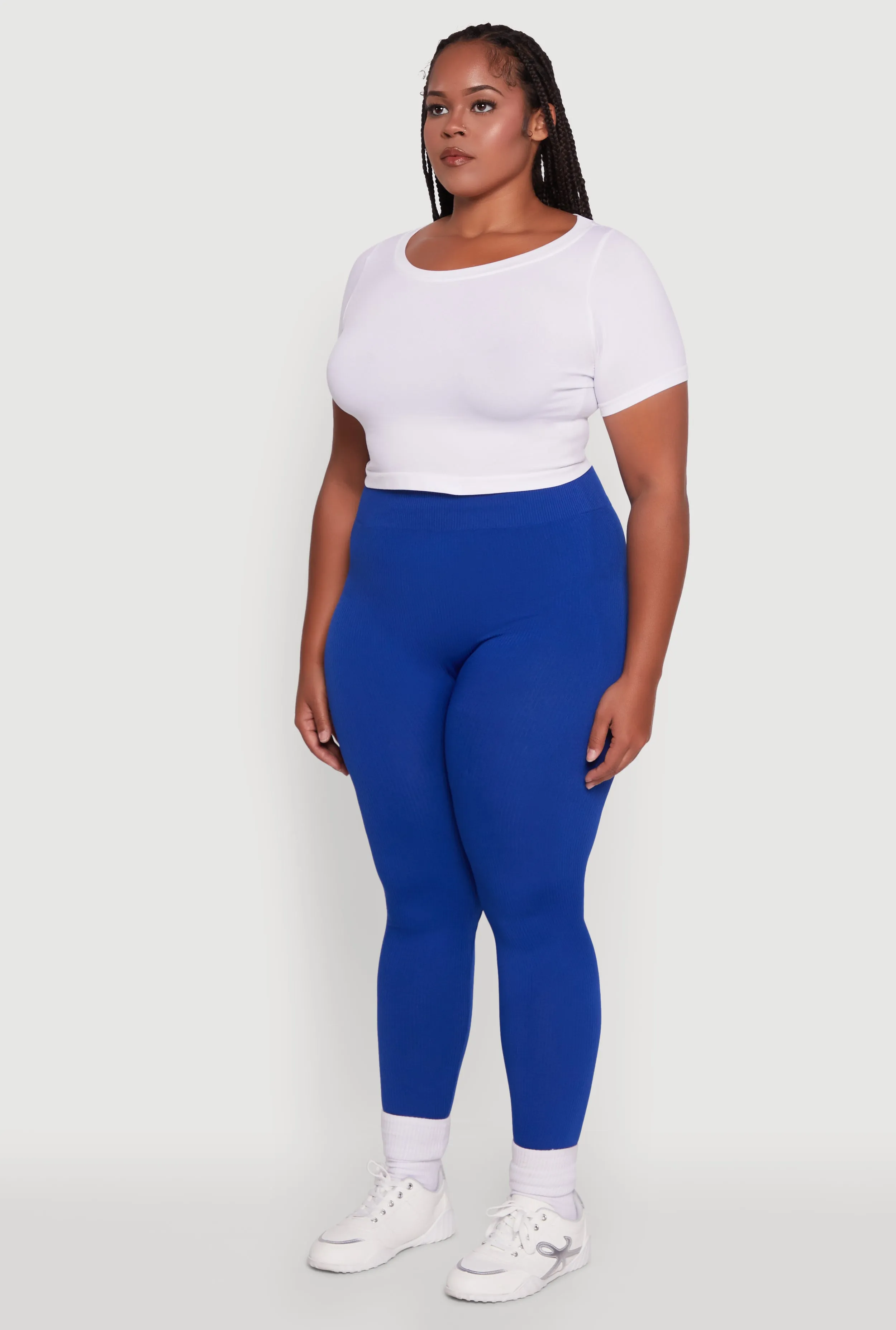 Plus Size Seamless Rib Knit Push Up High Waisted Leggings sold by Rainbow product image thumbnail 3