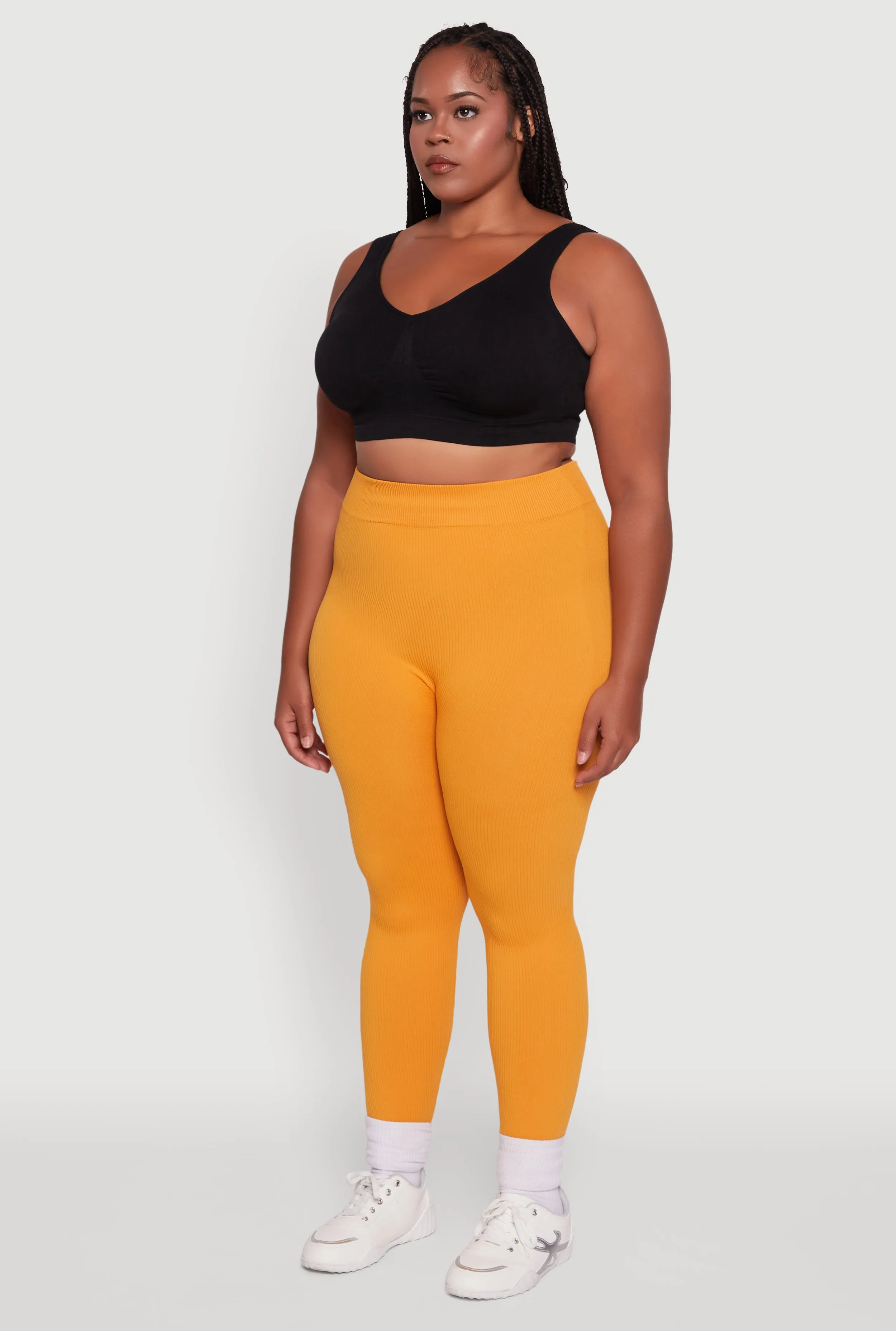 Plus Size Seamless Rib Knit Push Up High Waisted Leggings sold by Rainbow product image thumbnail 3