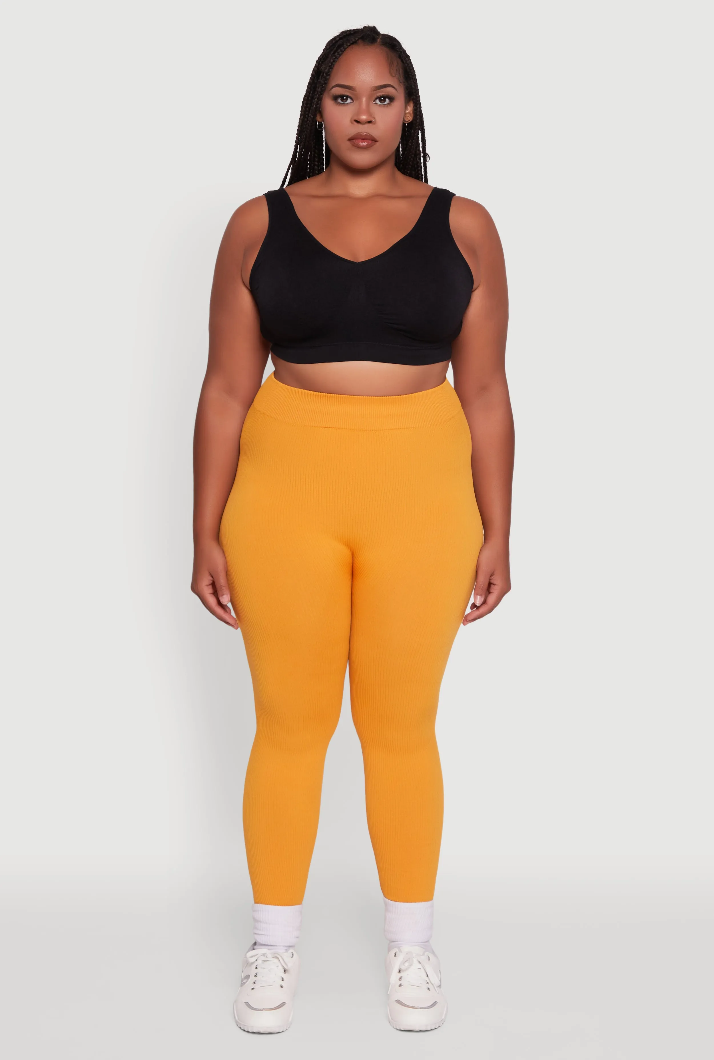 Plus Size Seamless Rib Knit Push Up High Waisted Leggings sold by Rainbow product image thumbnail 2