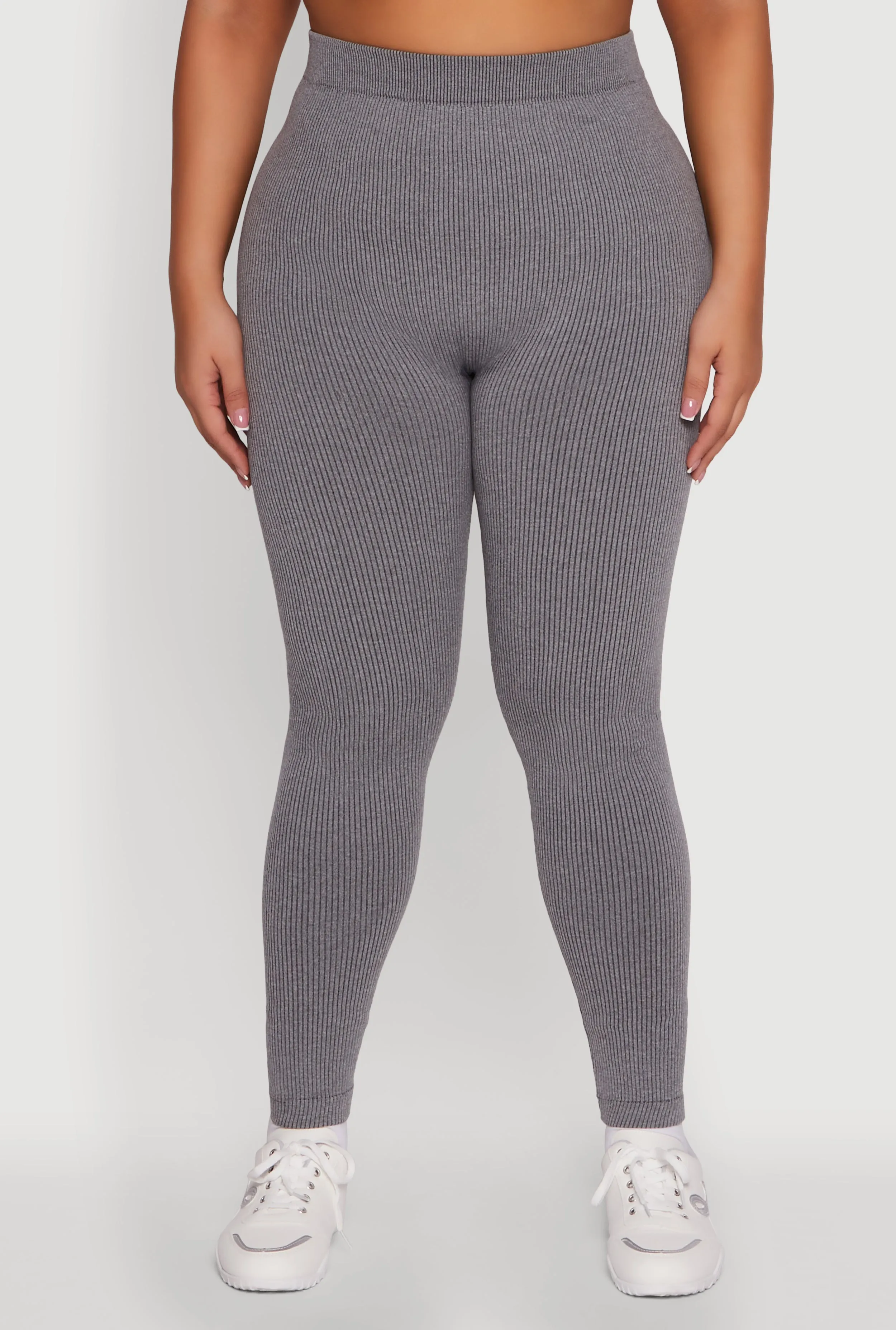 Plus Size Seamless Rib Knit Push Up High Waisted Leggings sold by Rainbow product image thumbnail 5