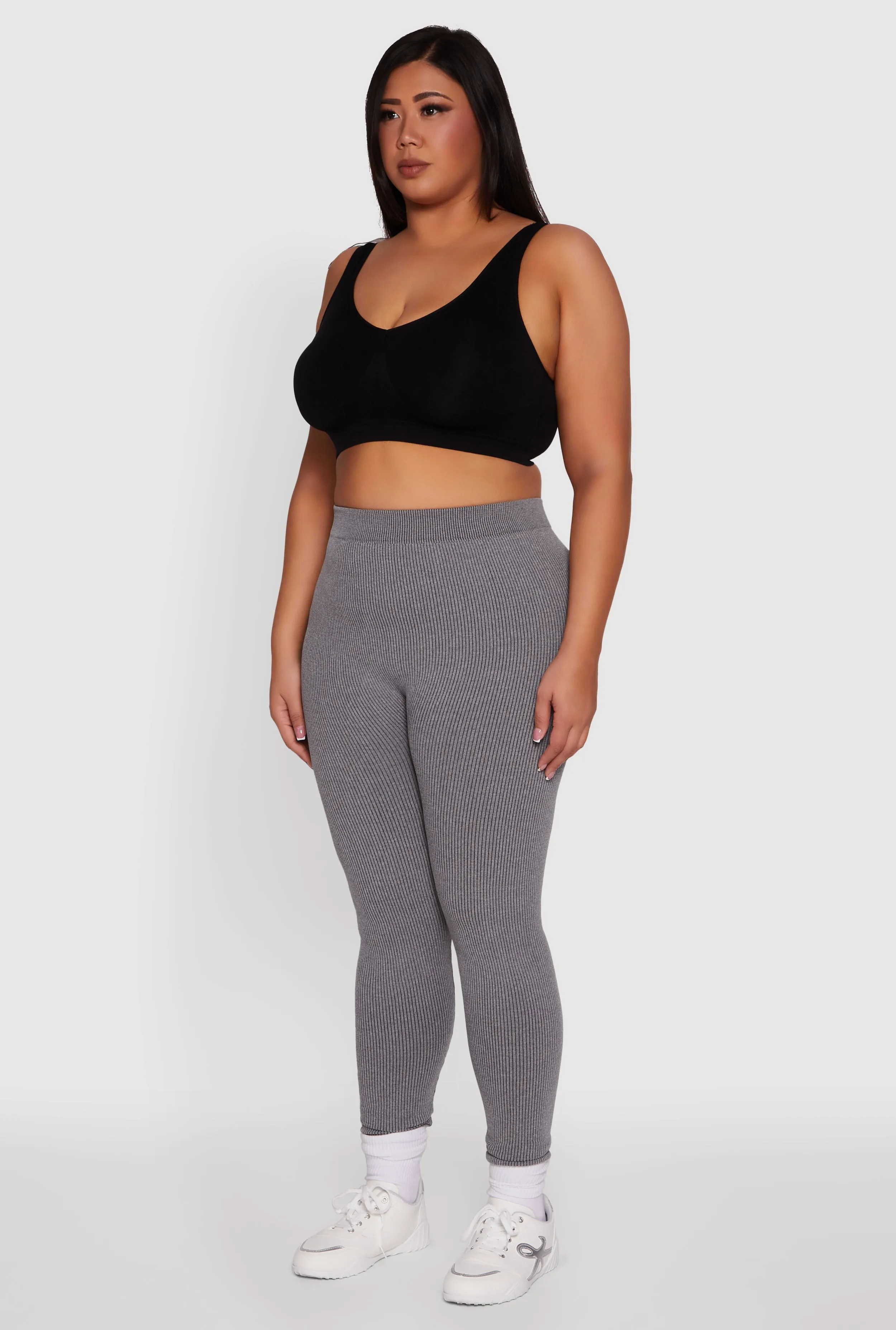 Plus Size Seamless Rib Knit Push Up High Waisted Leggings sold by Rainbow product image thumbnail 3