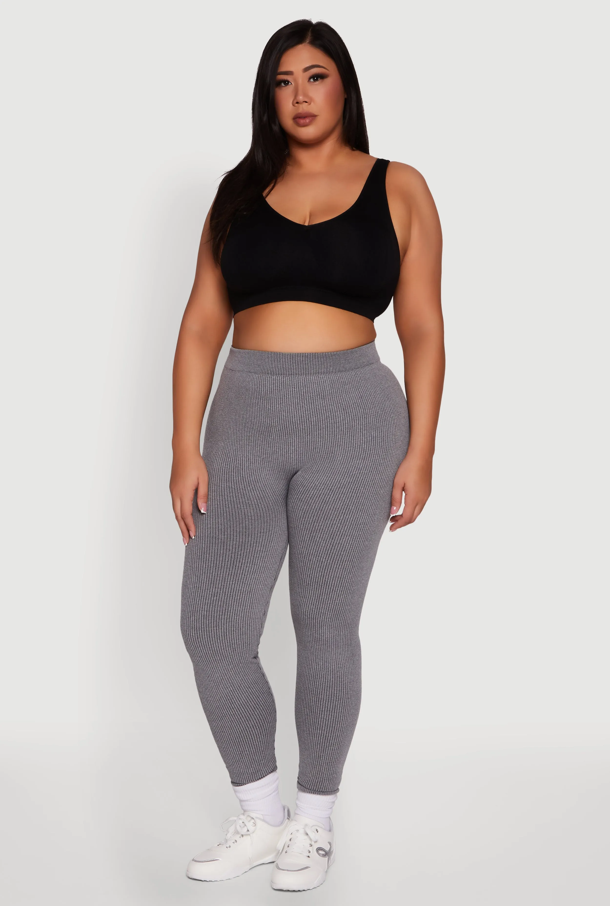 Plus Size Seamless Rib Knit Push Up High Waisted Leggings sold by Rainbow product image thumbnail 2