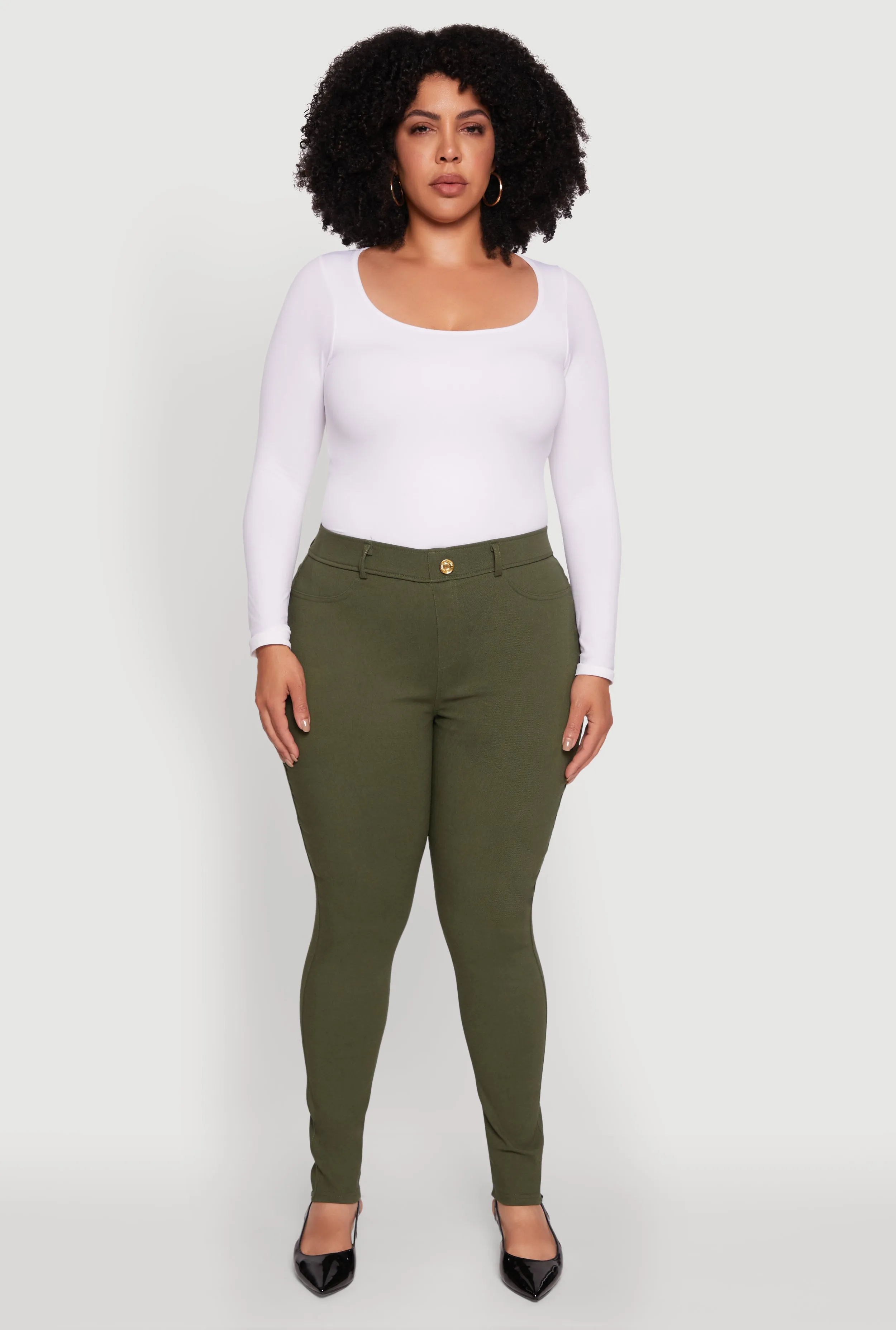 Plus Size Hyper Stretch Pull On Push Up Skinny Pants sold by Rainbow product image thumbnail 2