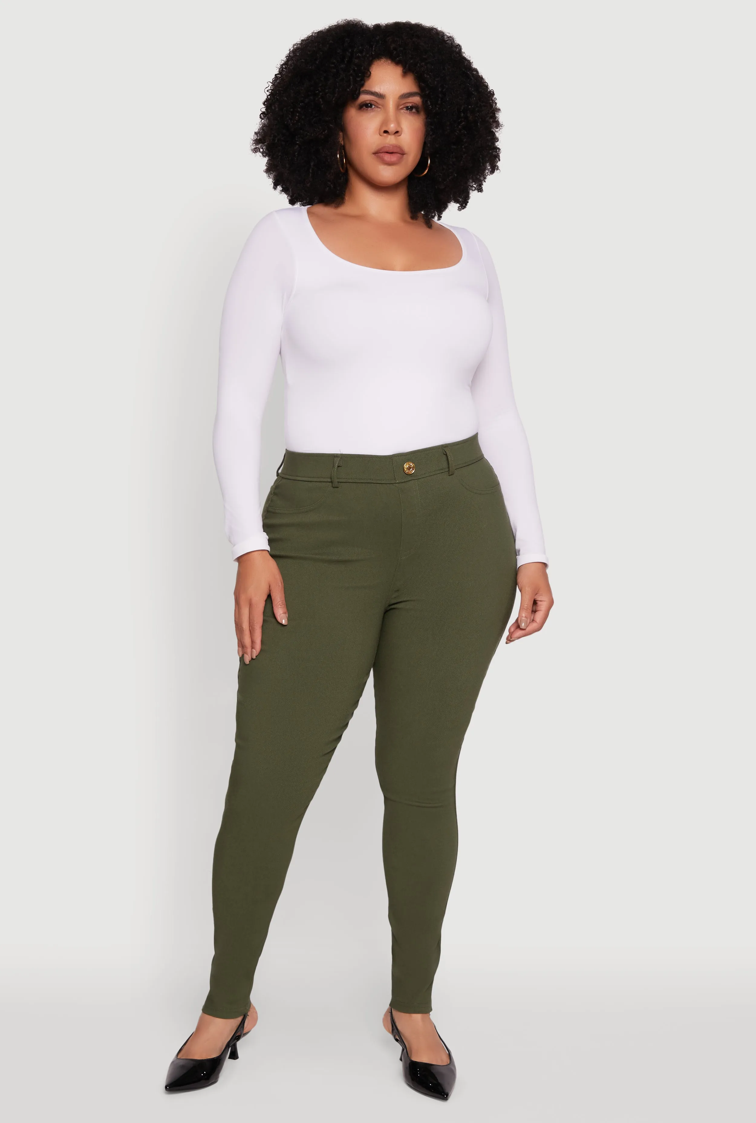 Plus Size Hyper Stretch Pull On Push Up Skinny Pants sold by Rainbow