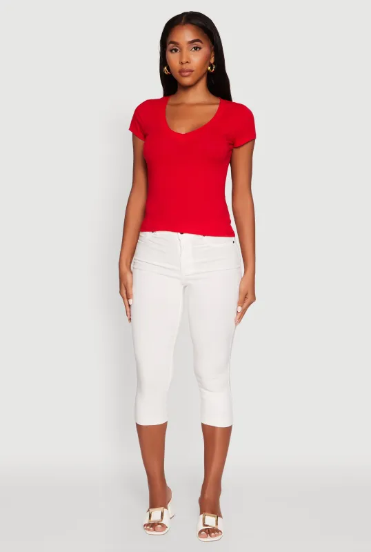 V Neck Short Sleeve Basic Tee sold by Rainbow