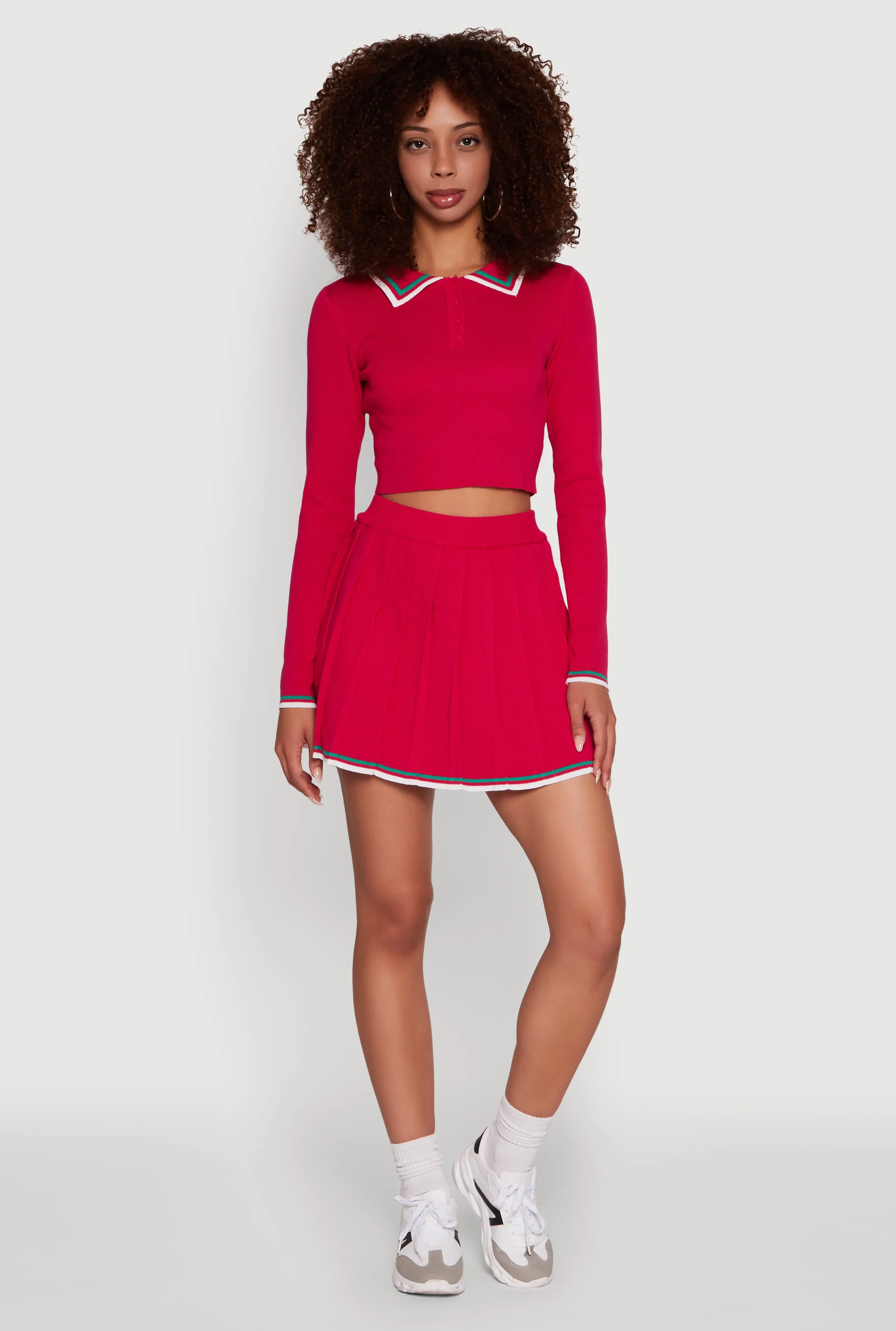 Daisy Contrast Trim Mini Pleated Tennis Skirt sold by Rainbow