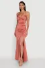 Haute Monde Side Slit Lace Up Back Maxi Dress sold by Rainbow