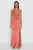 Haute Monde Side Slit Lace Up Back Maxi Dress sold by Rainbow