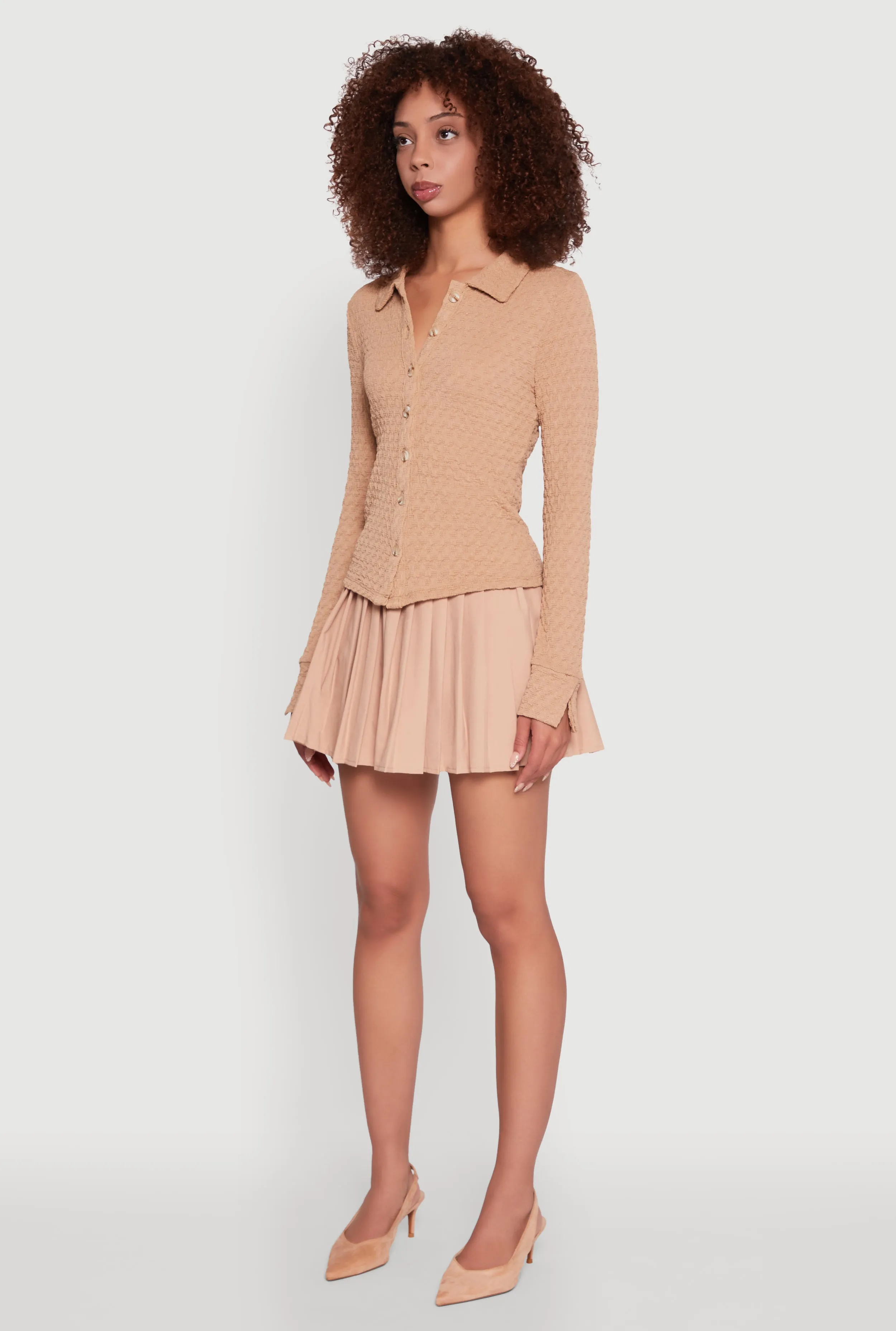 Iris Classic Fit Textured Knit Button Front Shirt sold by Rainbow product image thumbnail 5